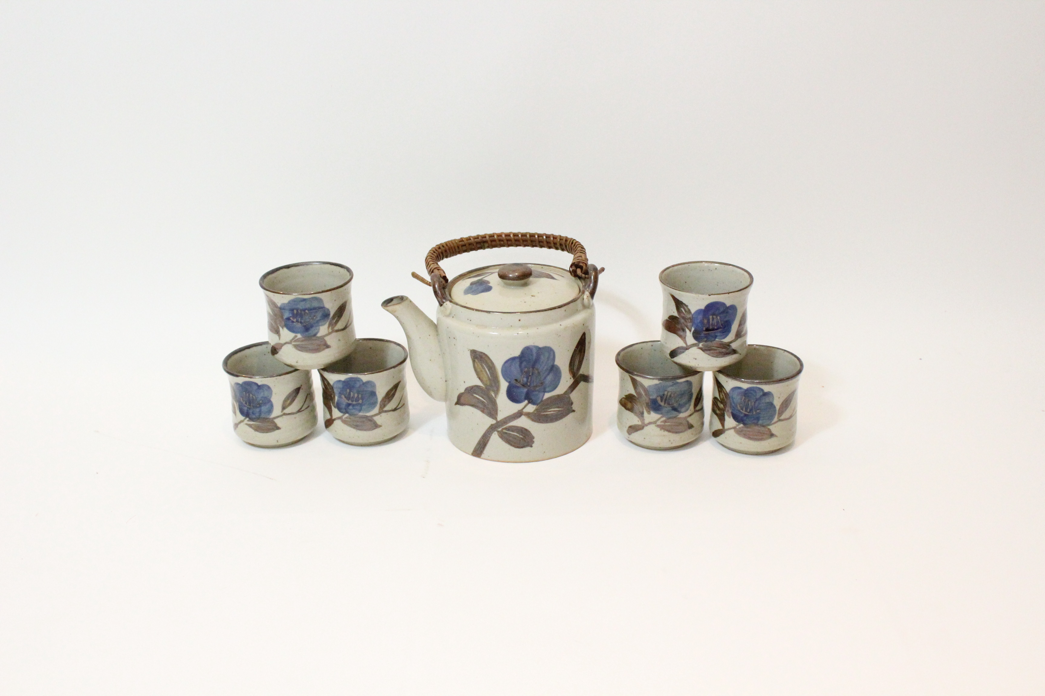 Hand Thrown Floral Asian Tea Set