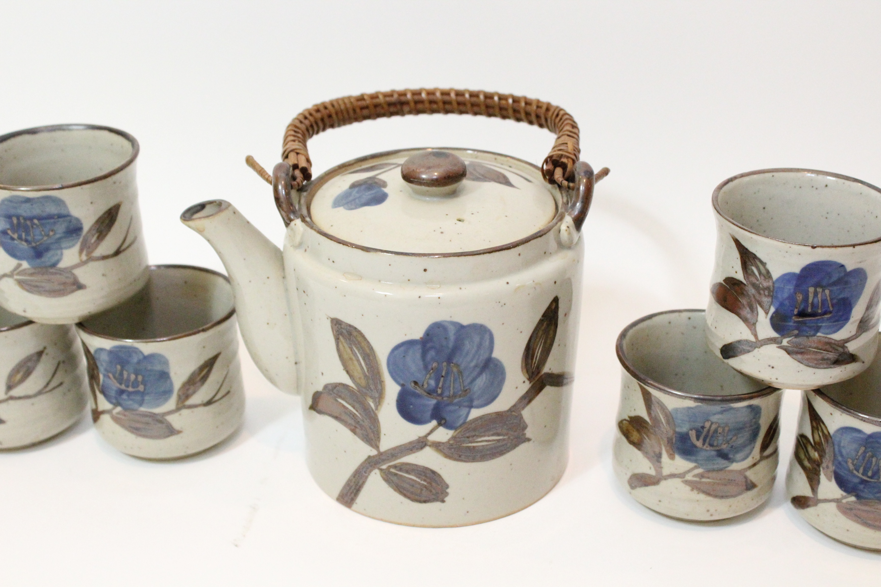 Hand Thrown Floral Asian Tea Set