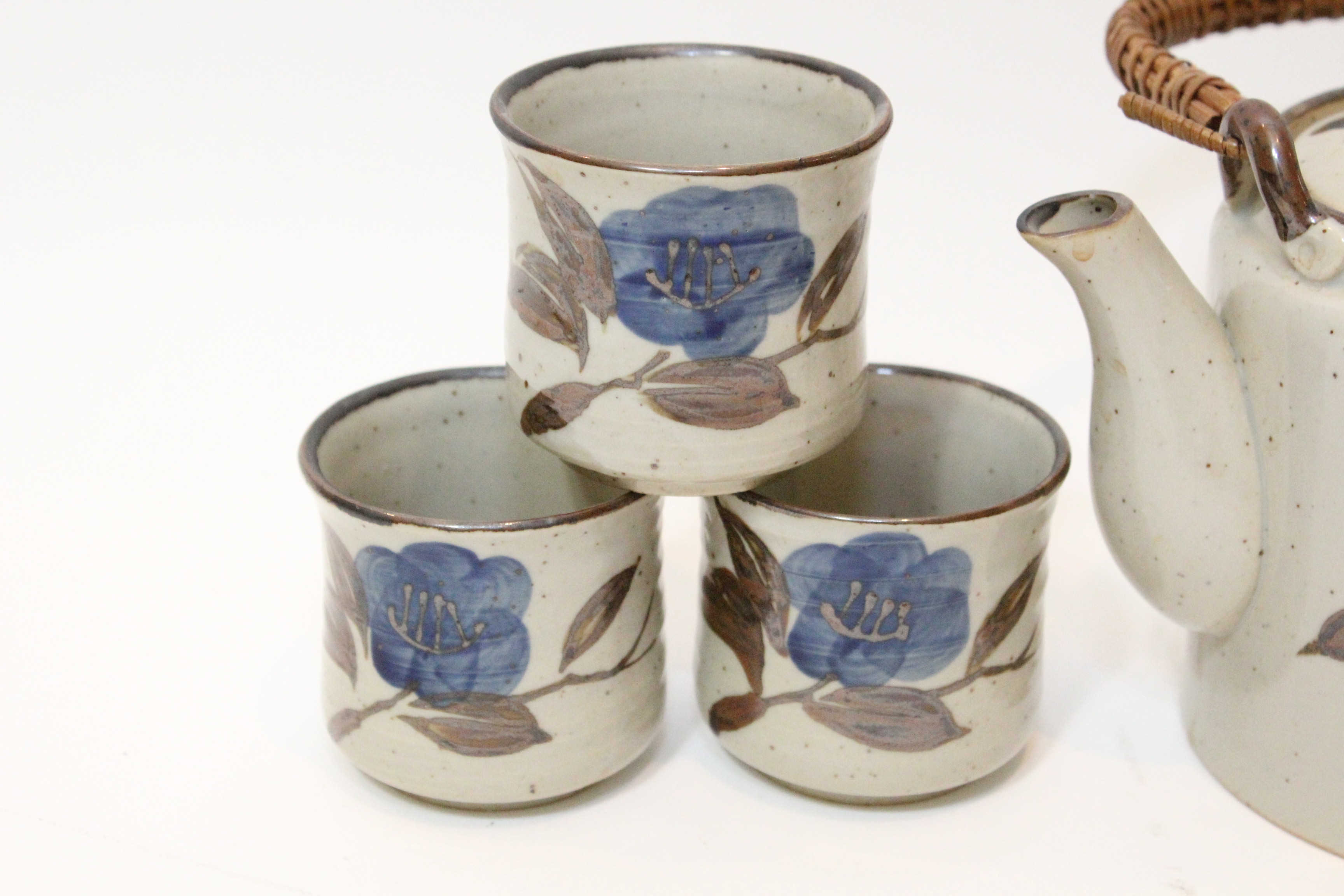 Hand Thrown Floral Asian Tea Set