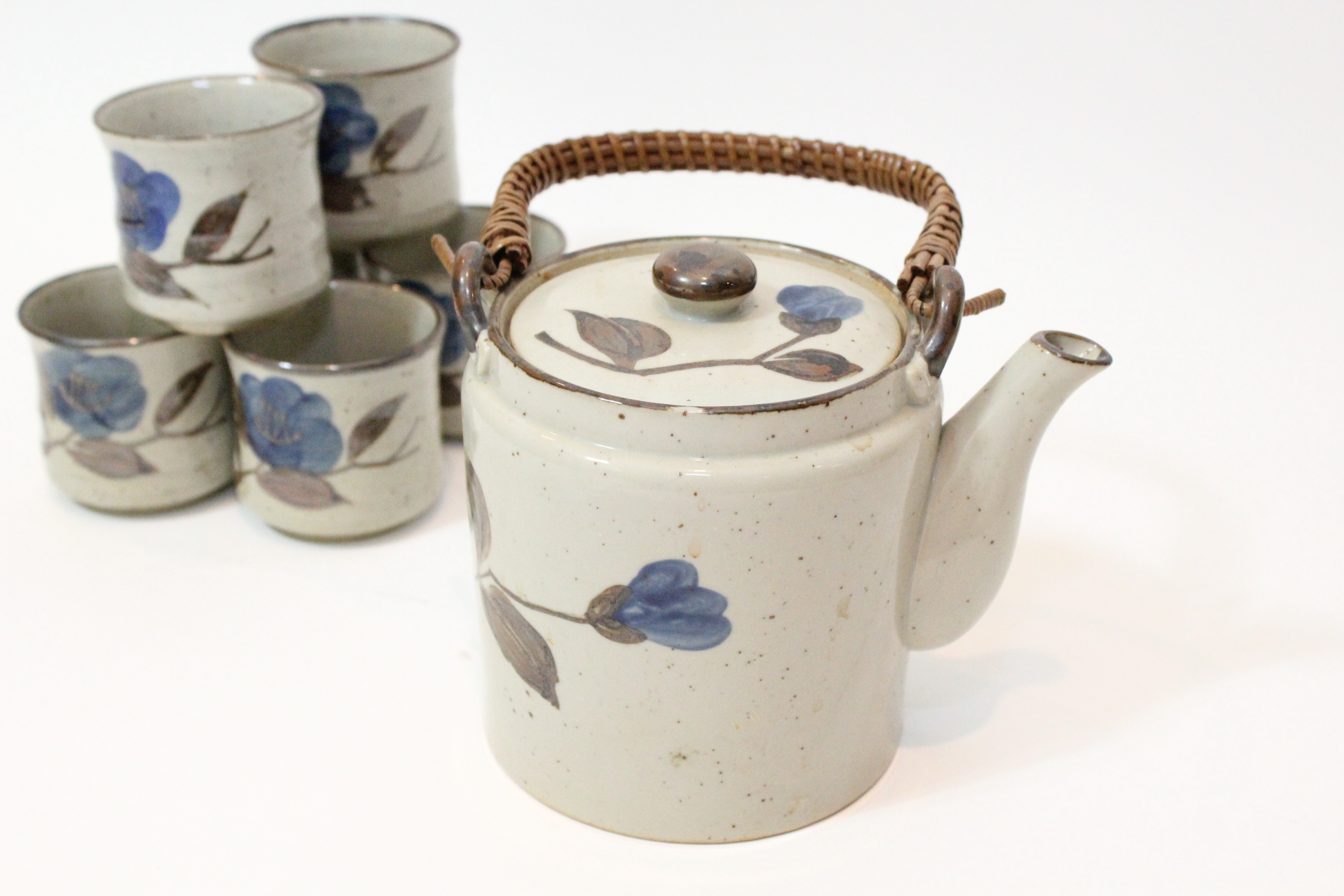Hand Thrown Floral Asian Tea Set