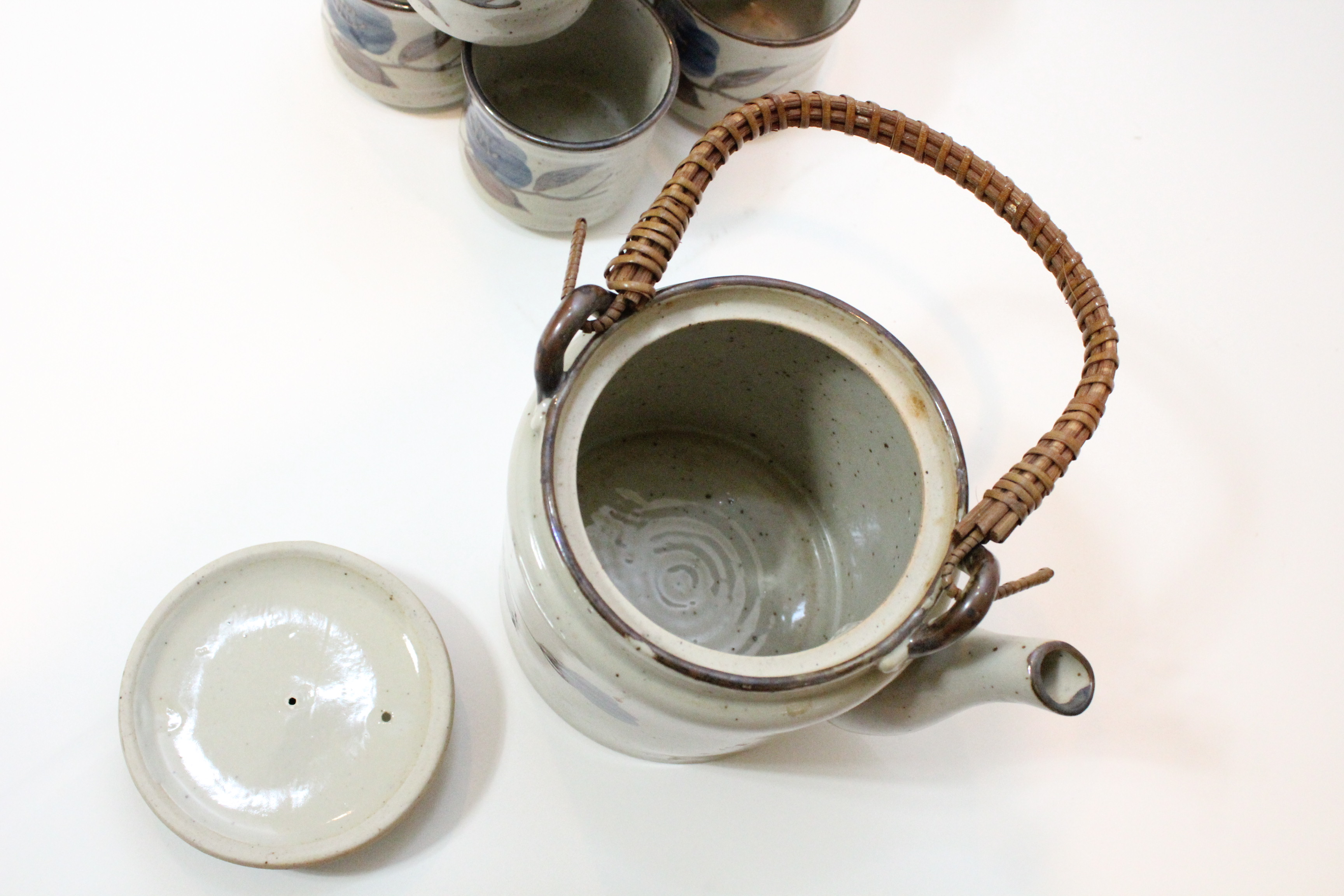 Hand Thrown Floral Asian Tea Set