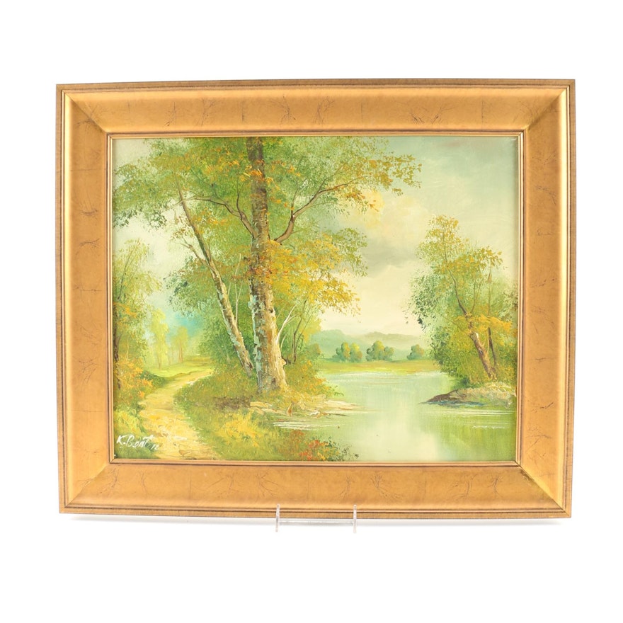K. Bentin Original Oil Painting Of Landscape
