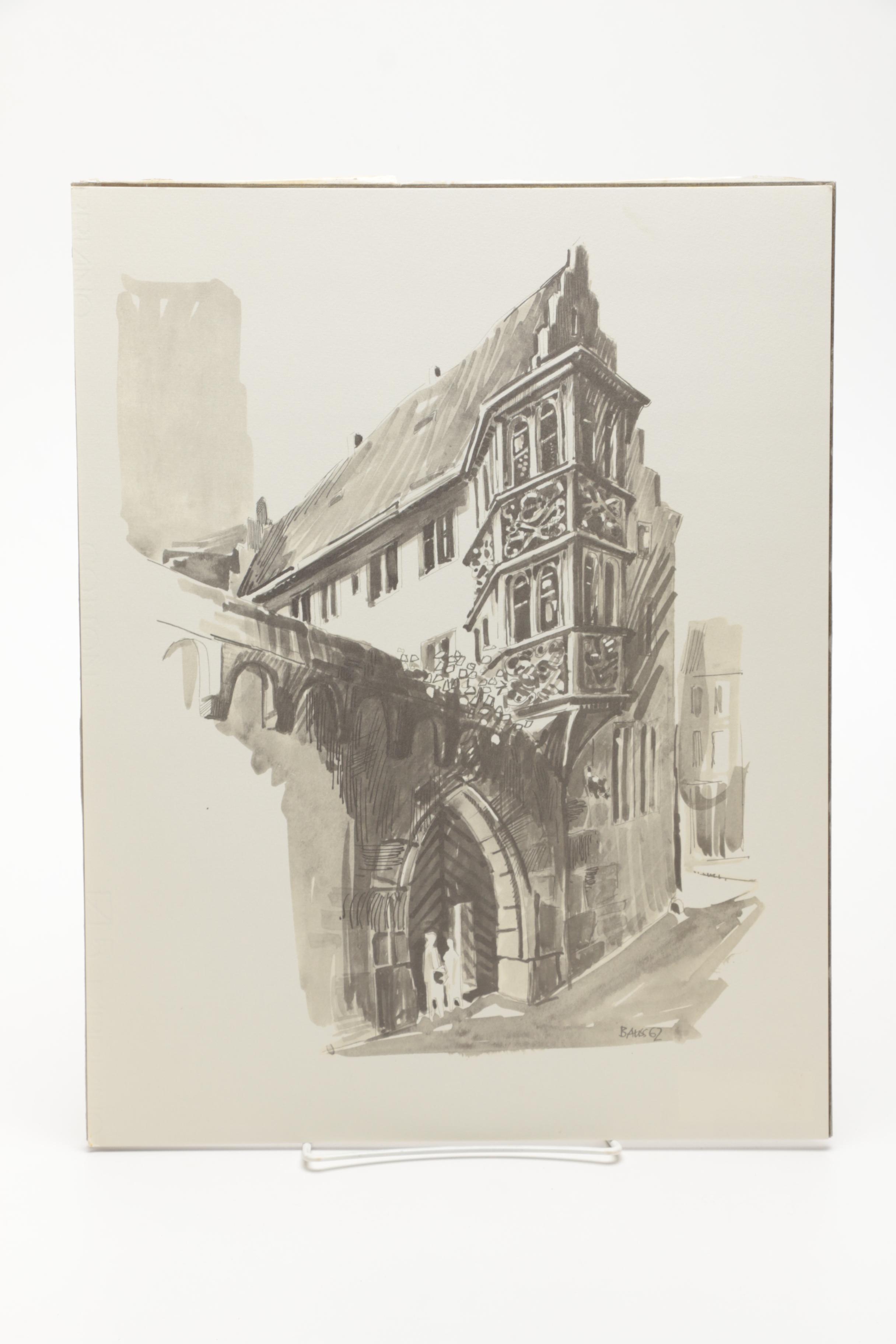 Martin Bauss Offset Lithographs of Historic Sites in Büdingen, Germany