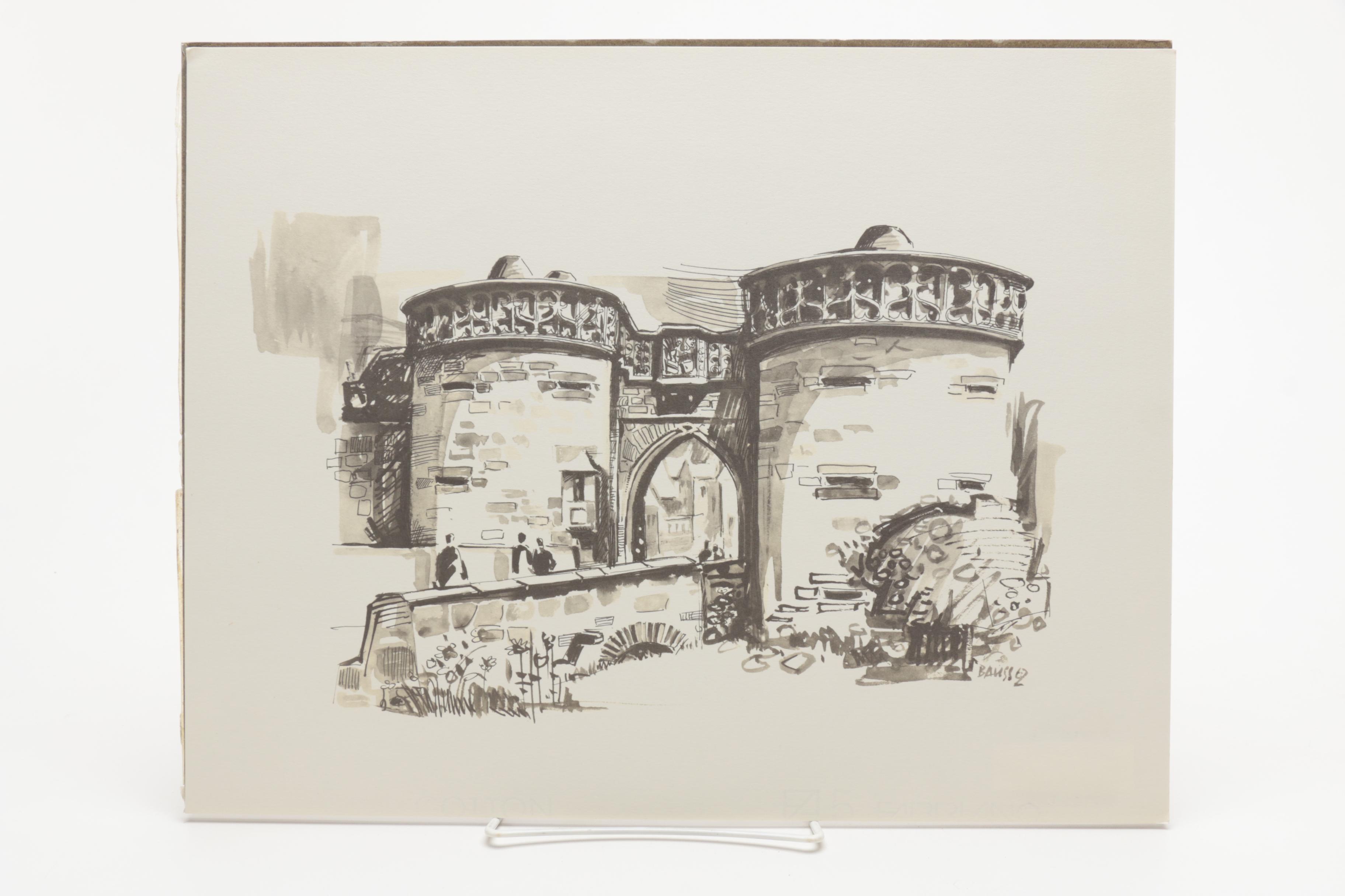 Martin Bauss Offset Lithographs of Historic Sites in Büdingen, Germany