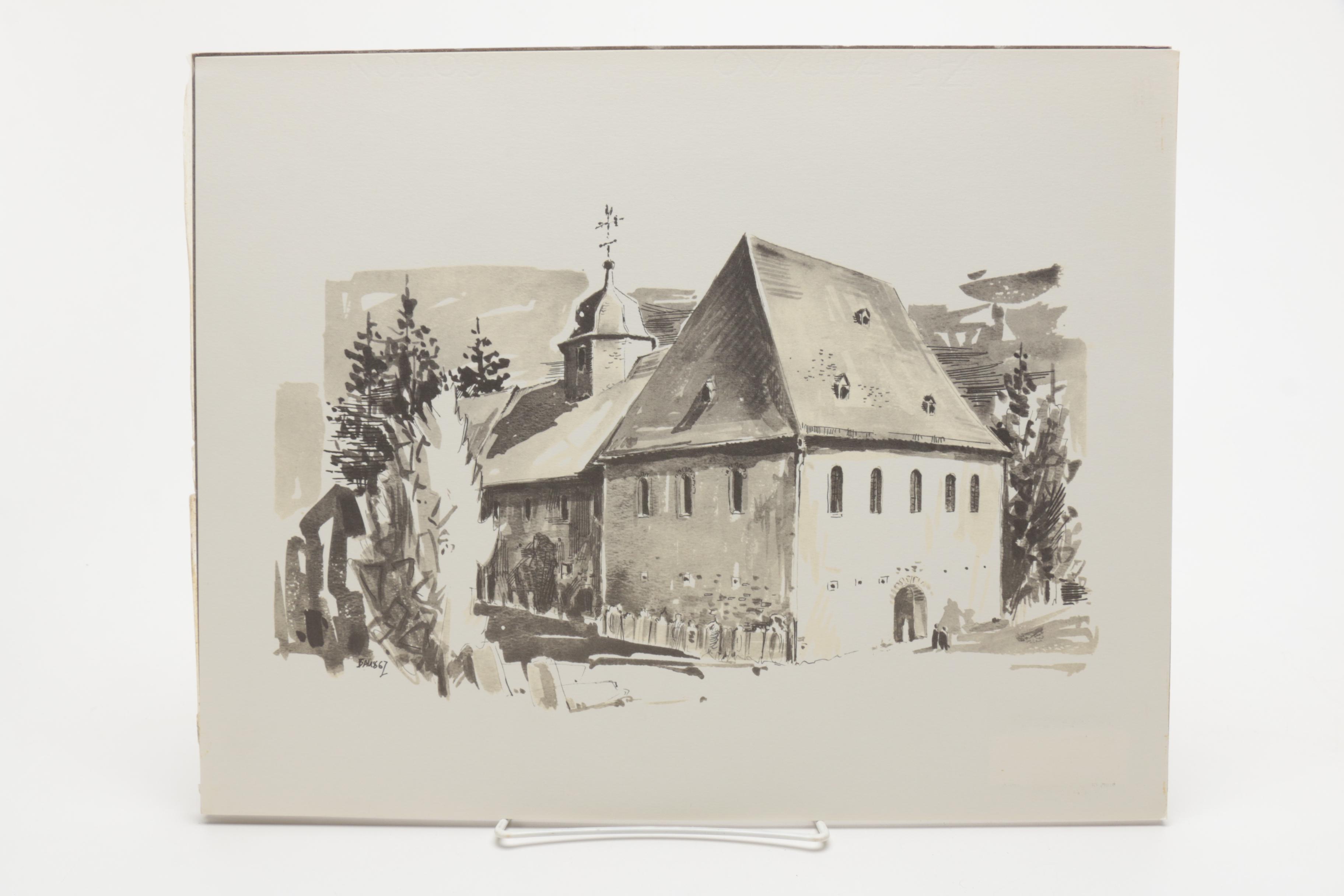 Martin Bauss Offset Lithographs of Historic Sites in Büdingen, Germany