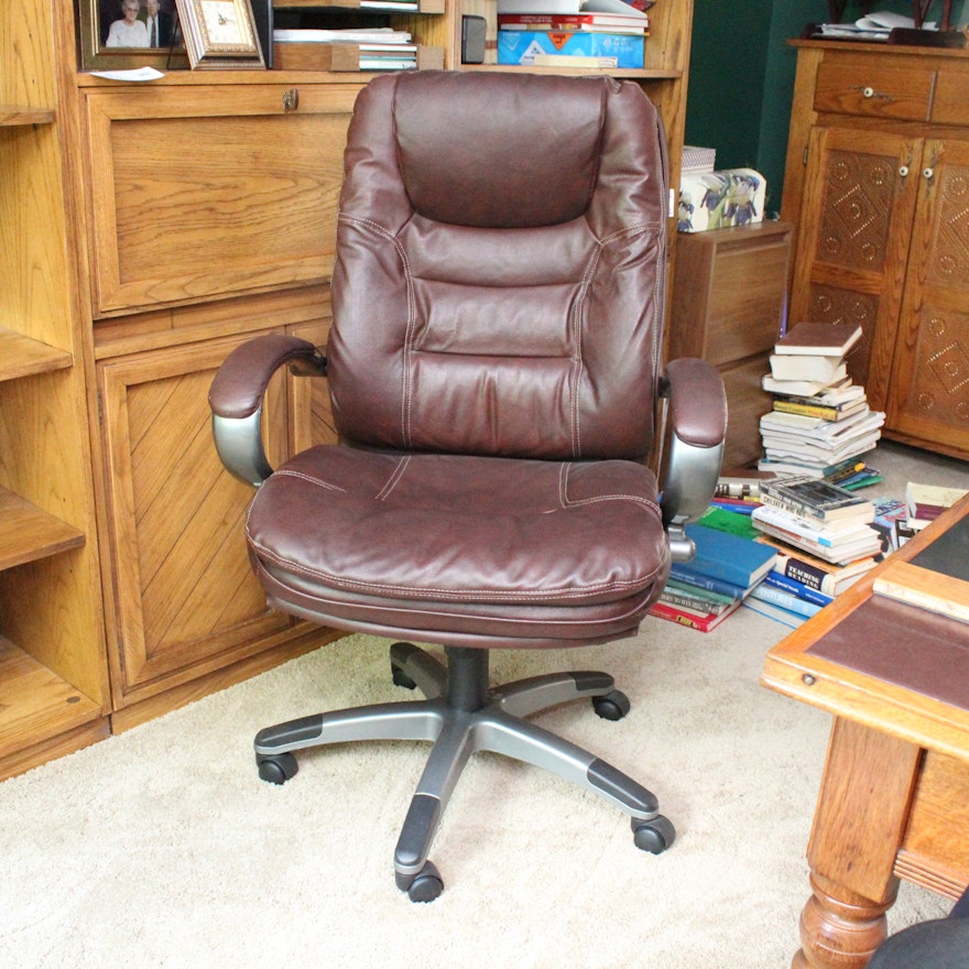 Dark Brown Leather Office Chair by Lane