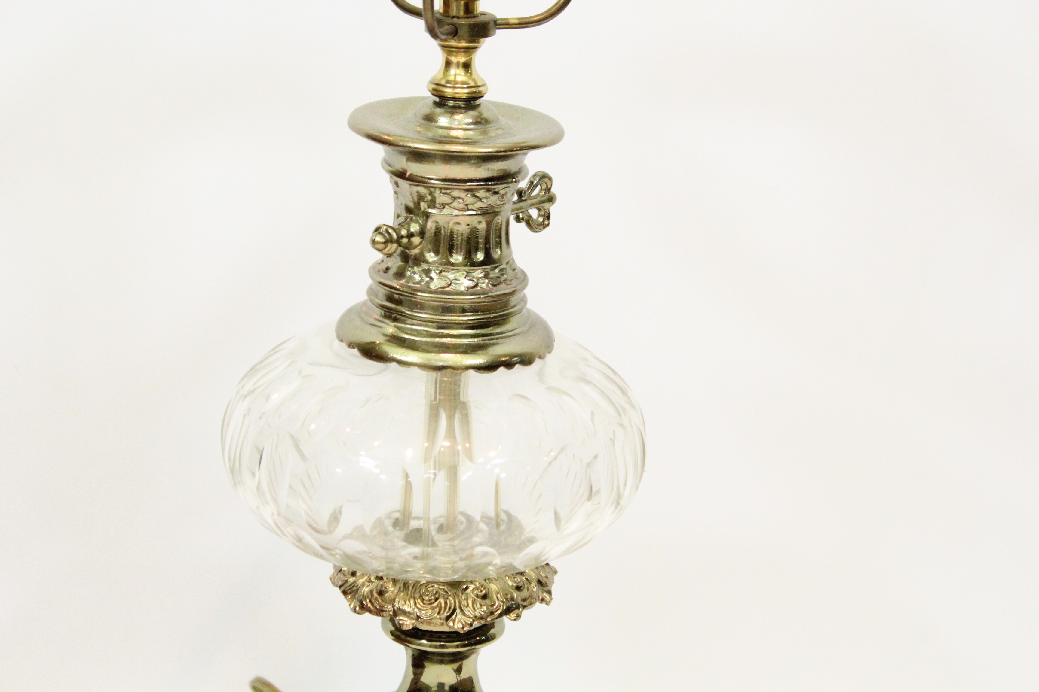 Marble Lamp, Wicker Gold Basket, and Crown Kettle