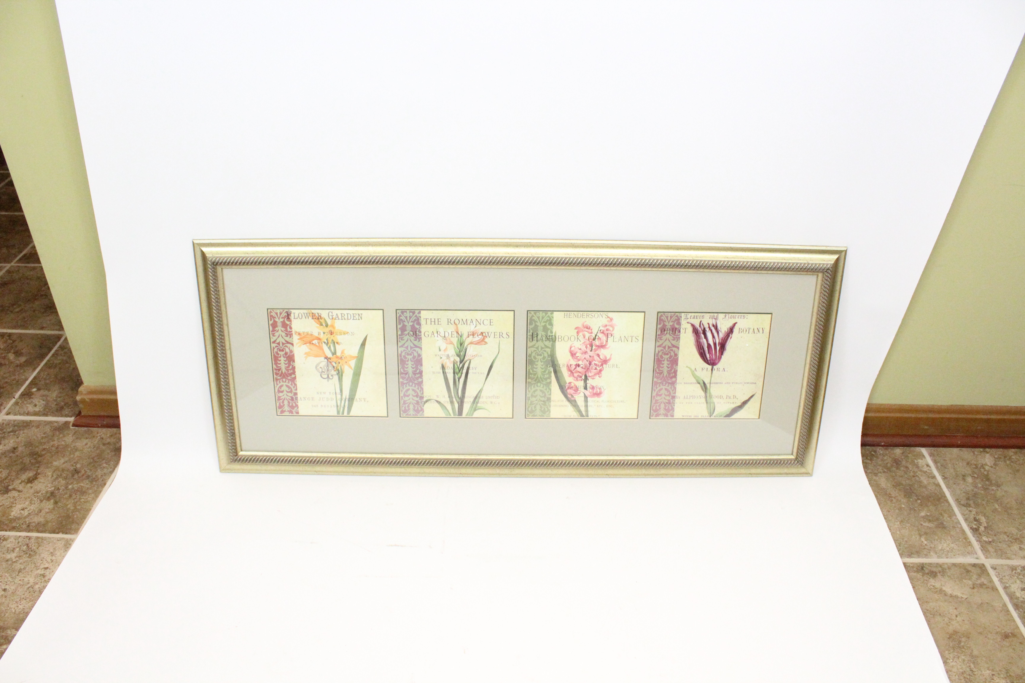 Antique Hand Painted Floral Floor Lamp and Floral Wall Decor