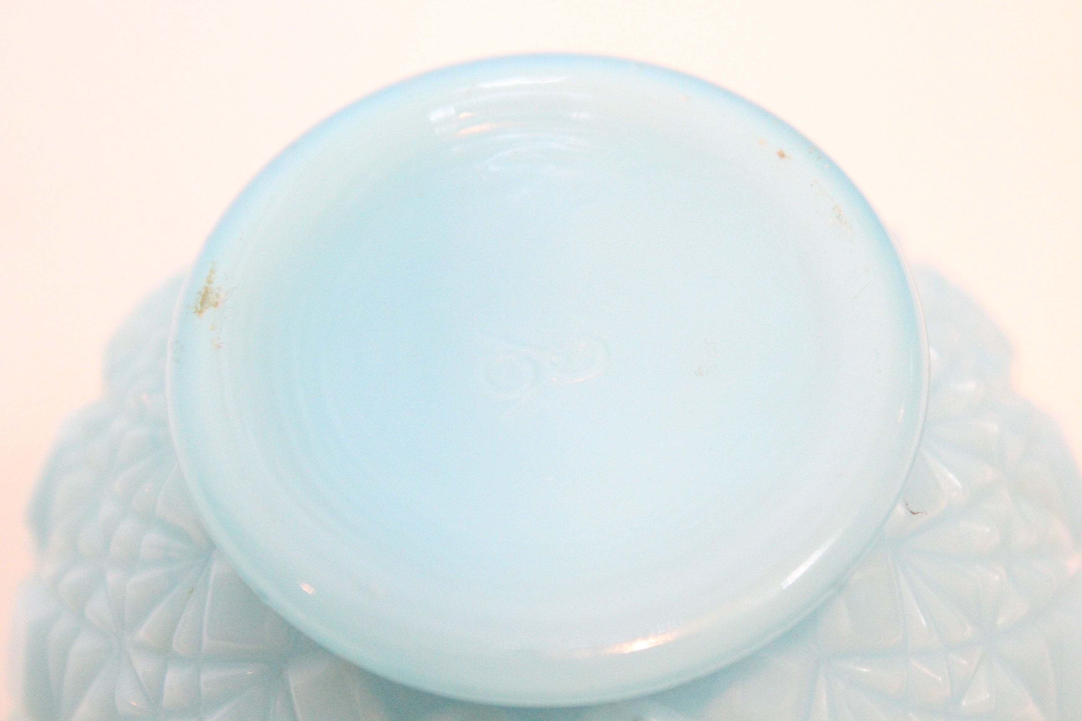 Antique Fenton Olde Virginia Glass Milk Blue Vase