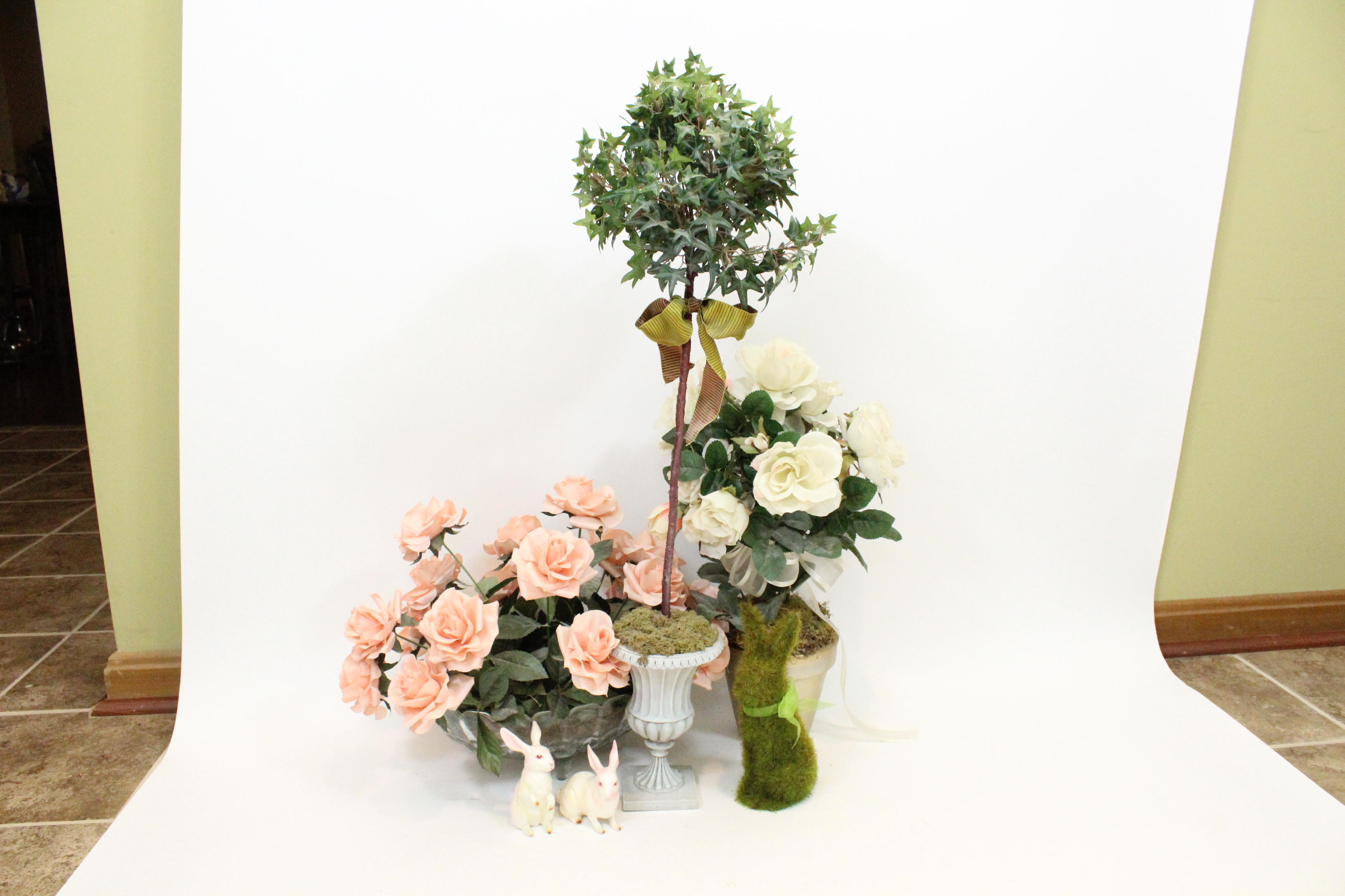 Floral and Bunny Garden Decor