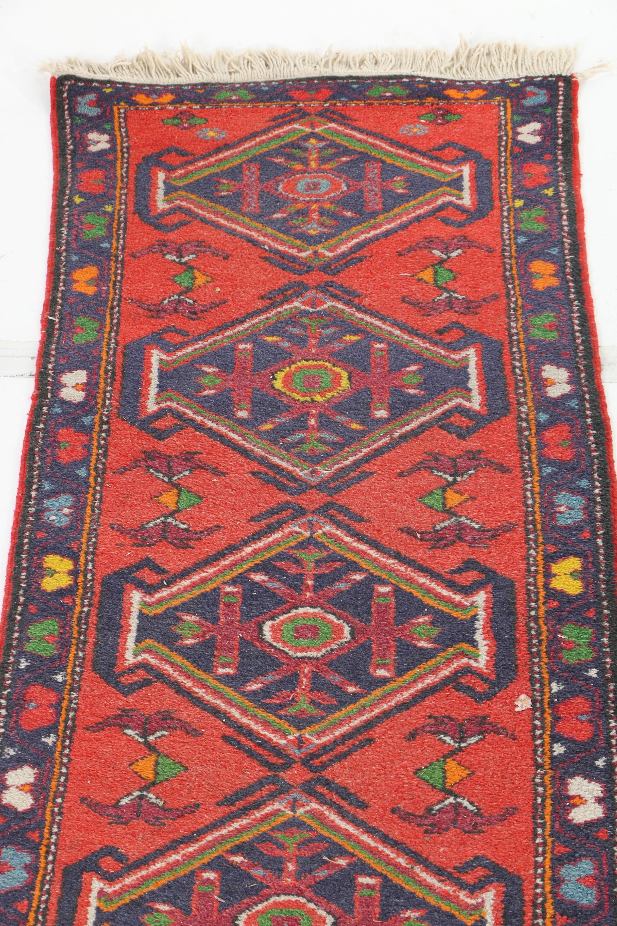 Colorful Hand-Knotted Turkish Runner