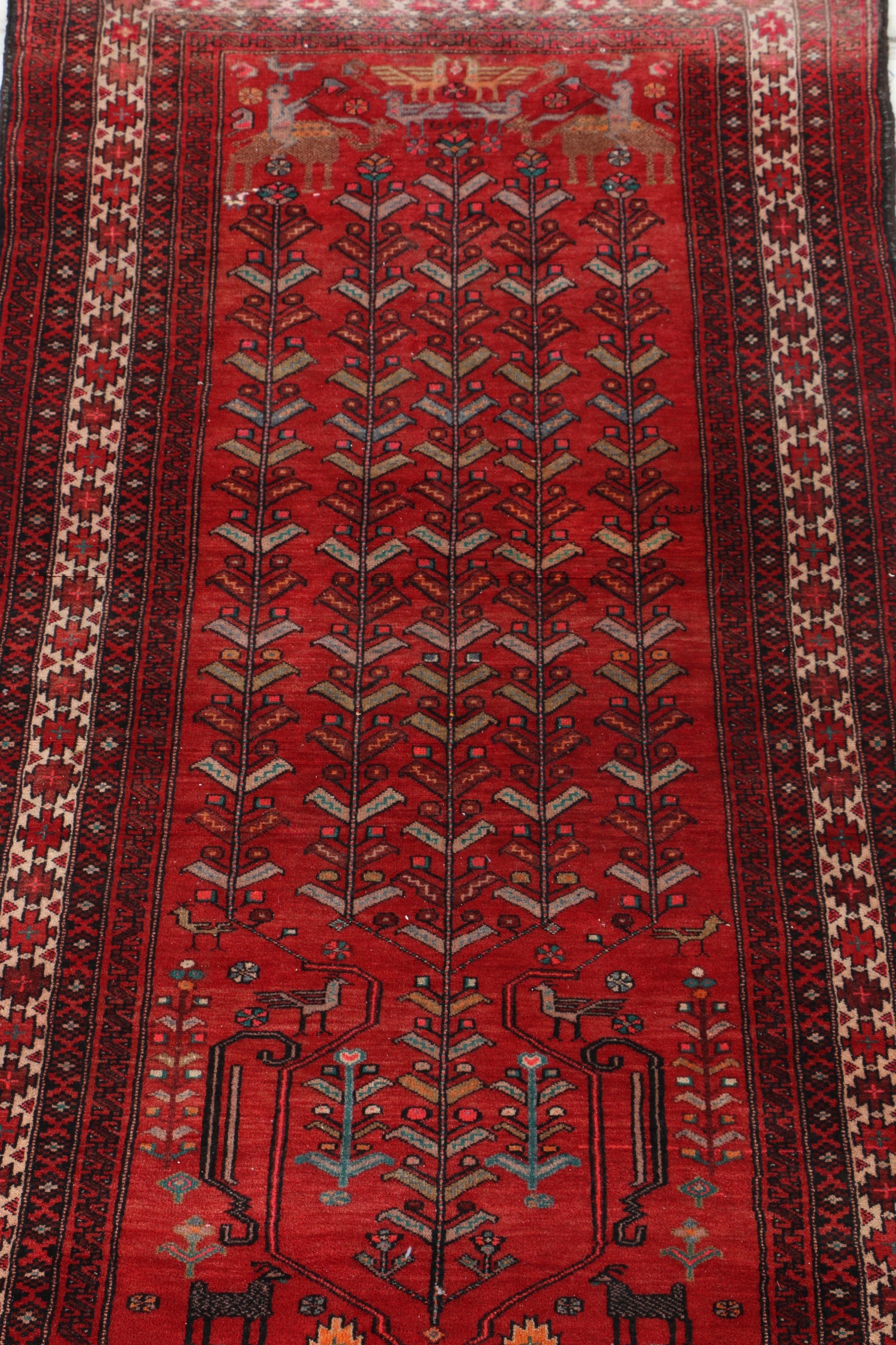 Hand-Knotted Persian Tribal Pictorial Rug