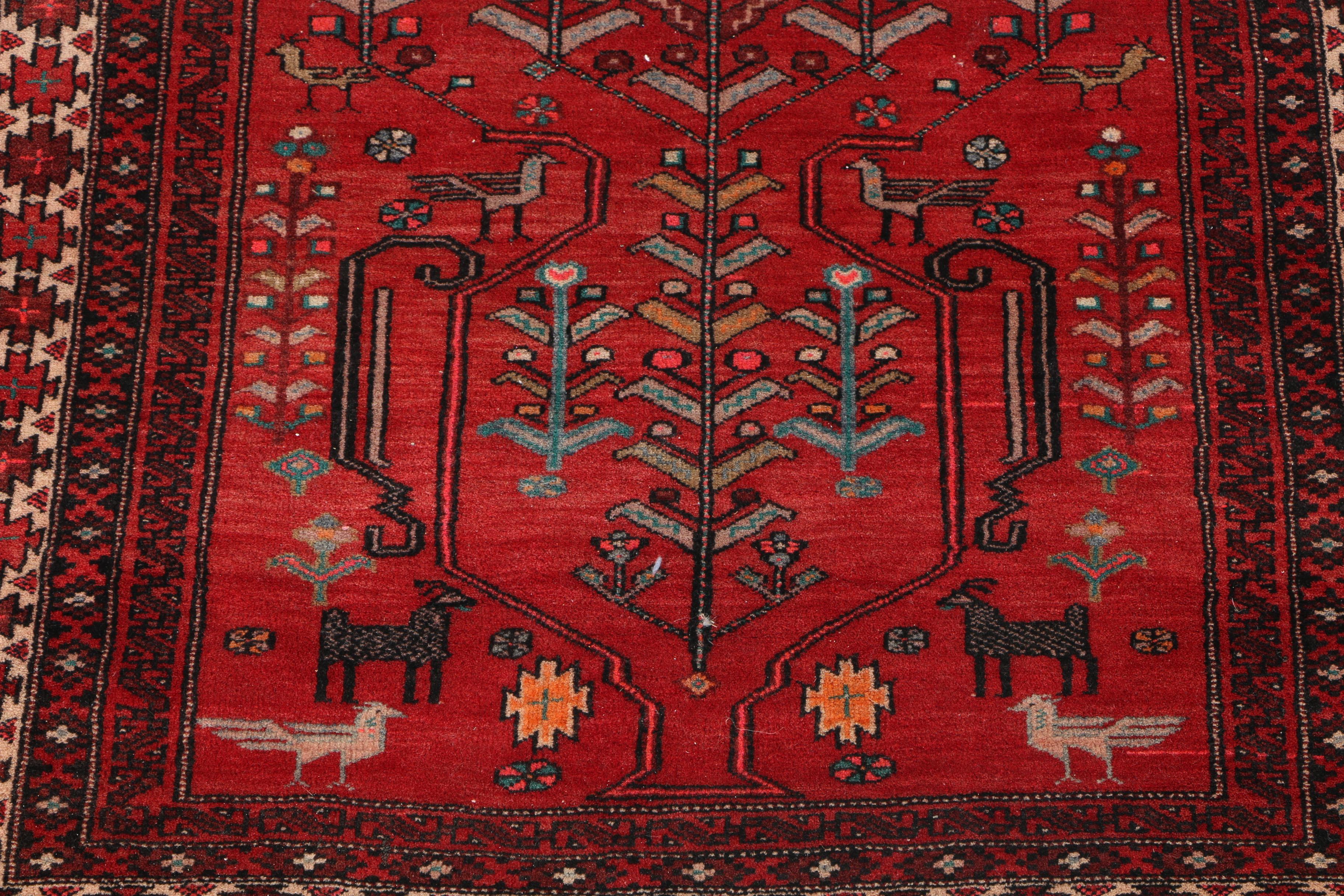 Hand-Knotted Persian Tribal Pictorial Rug
