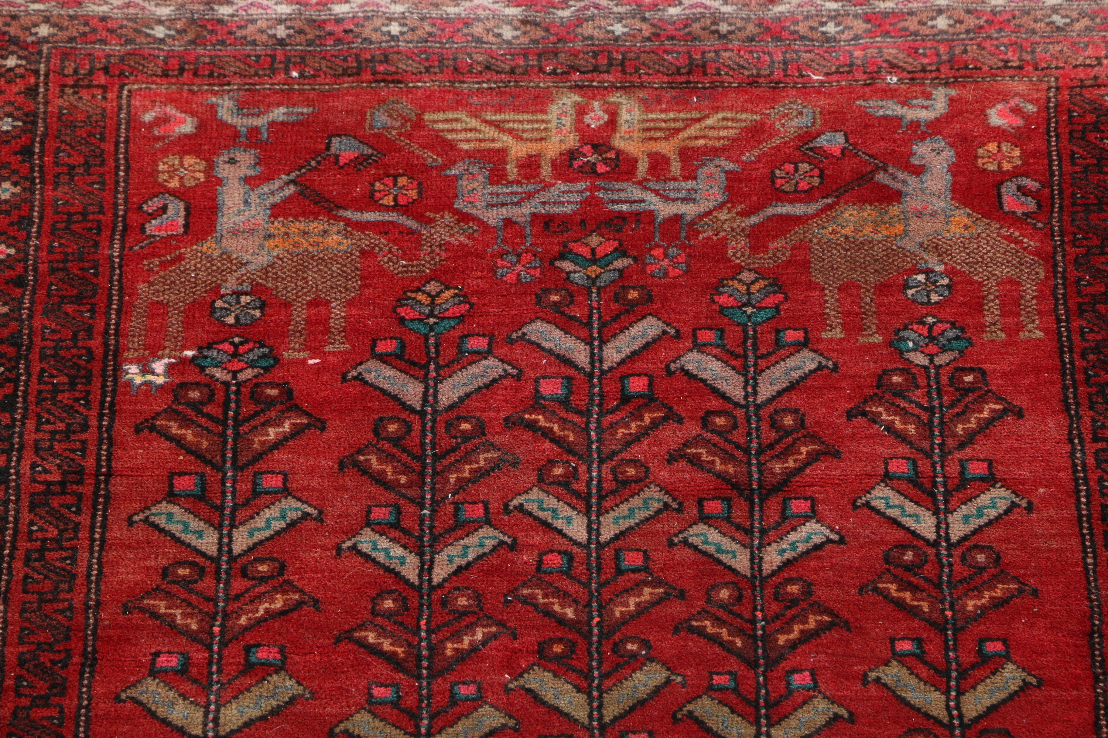 Hand-Knotted Persian Tribal Pictorial Rug