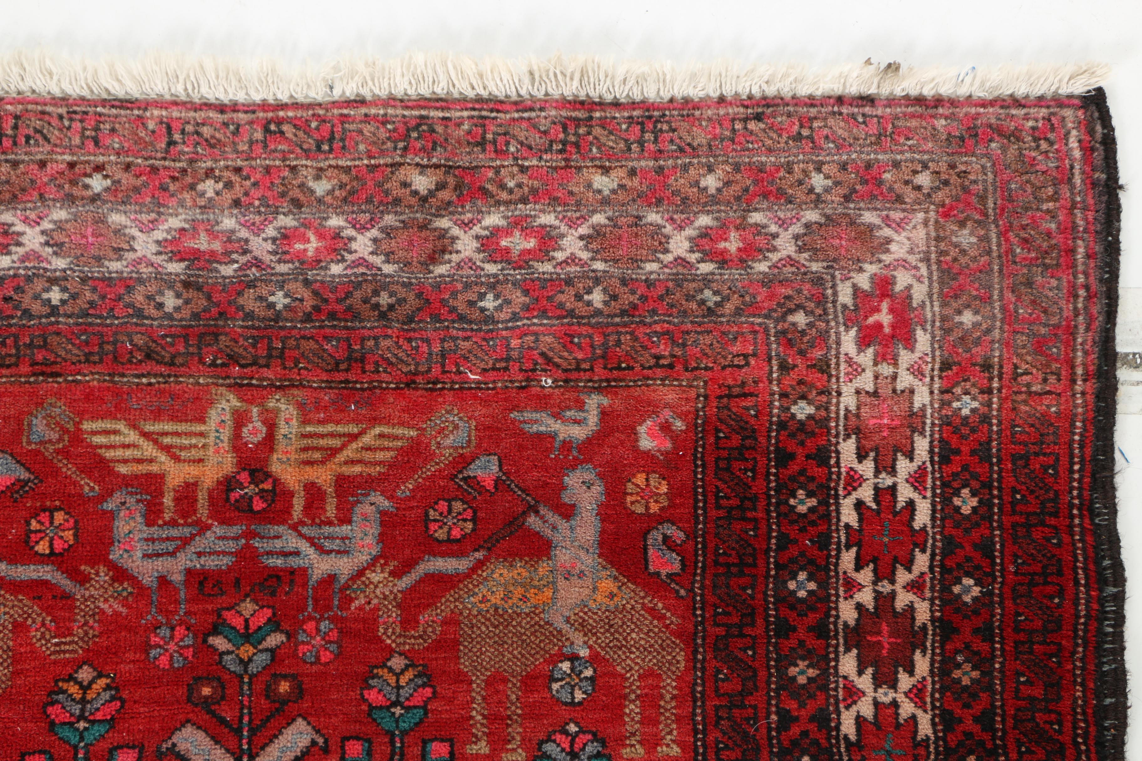 Hand-Knotted Persian Tribal Pictorial Rug