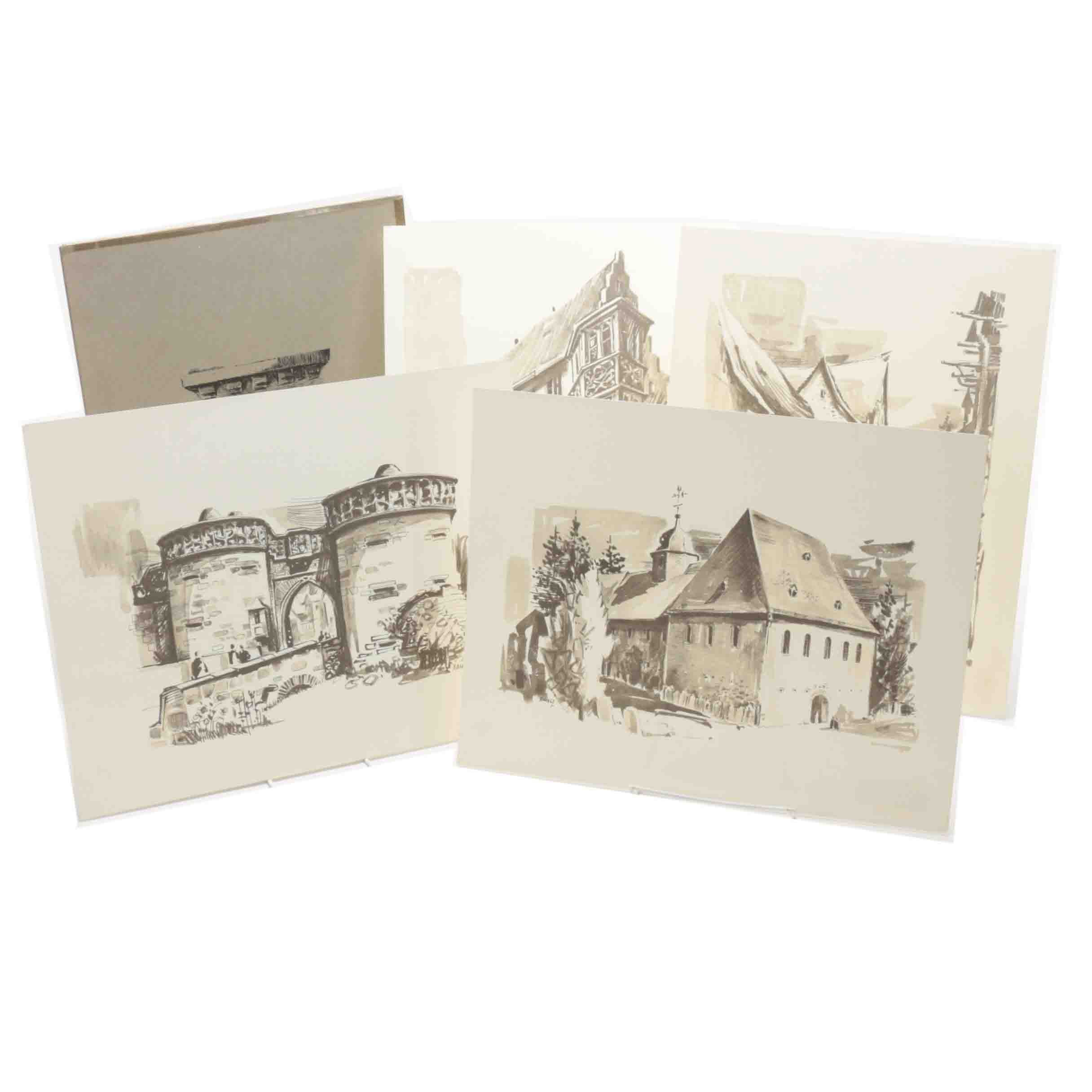 Martin Bauss Offset Lithographs of Historic Sites in Büdingen, Germany
