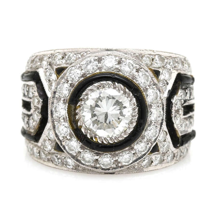 Art Deco-Style 18K White Gold 1.50 CTW Diamond Ring