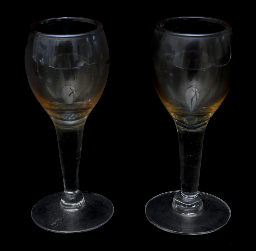 Opalescent Colored Sherry Glasses