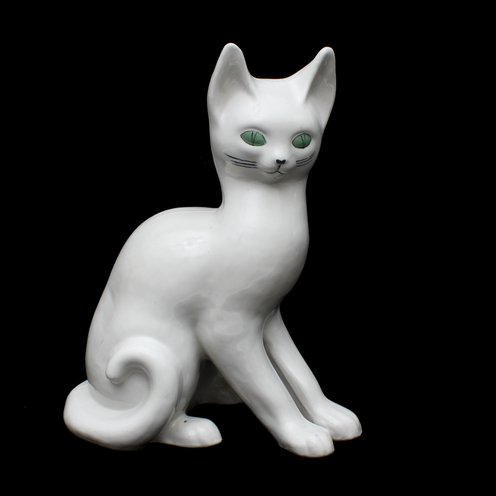 White Ceramic Cat Statuette