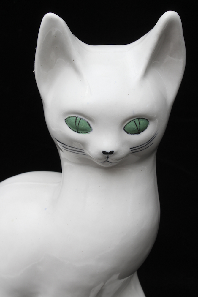 White Ceramic Cat Statuette