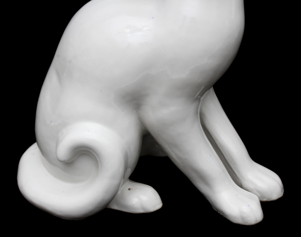 White Ceramic Cat Statuette