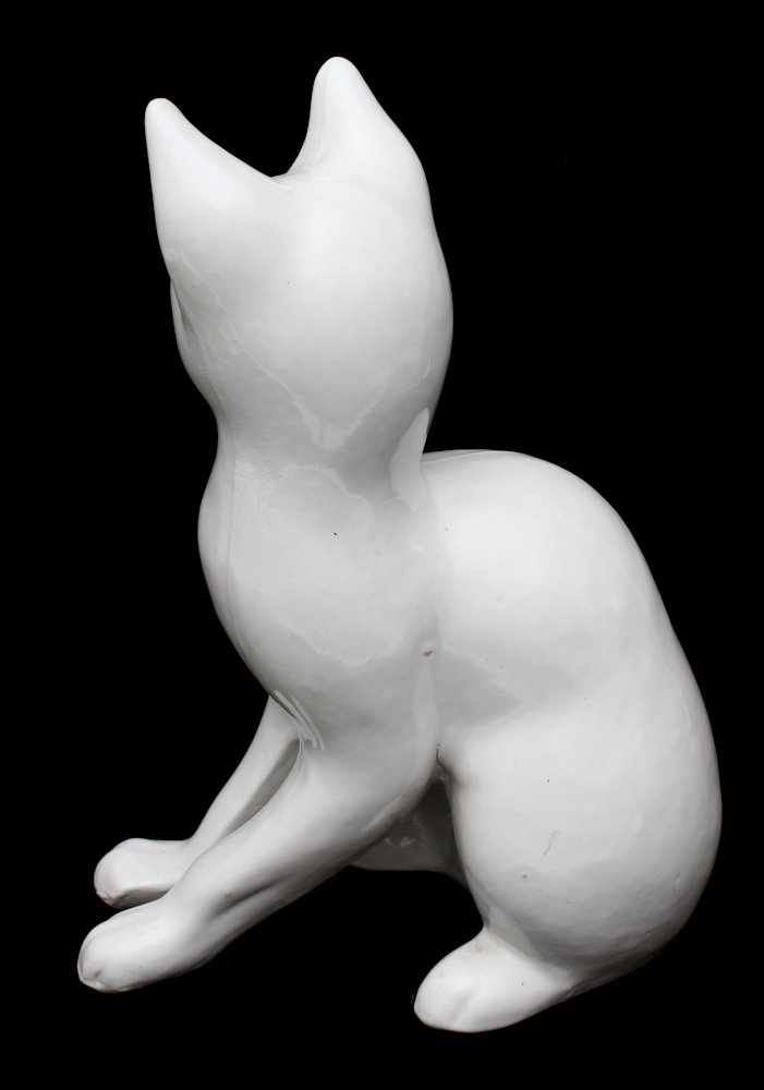 White Ceramic Cat Statuette