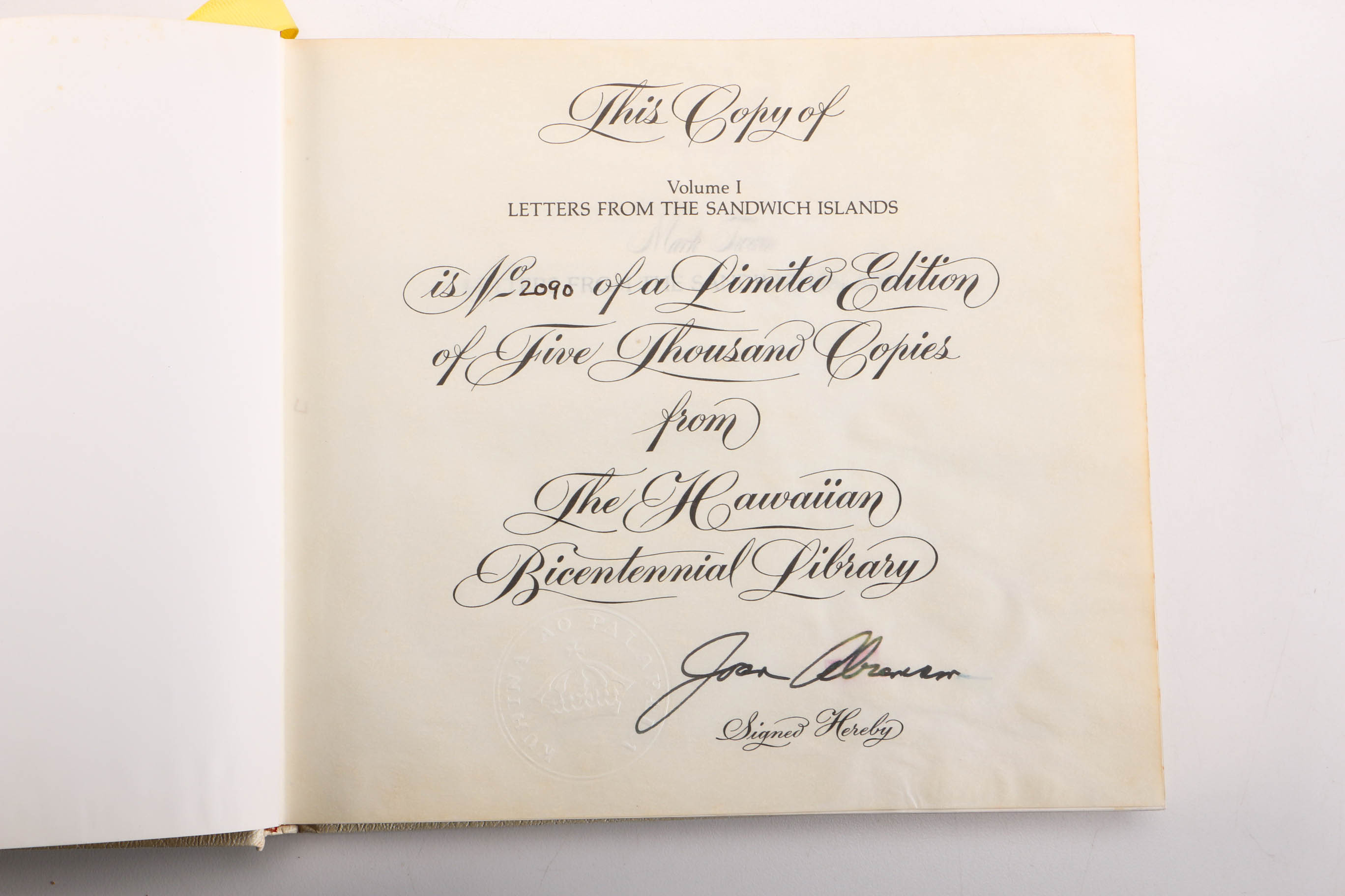 Signed and Numbered Limited Edition Books From the Hawaiian Bicentennial Library
