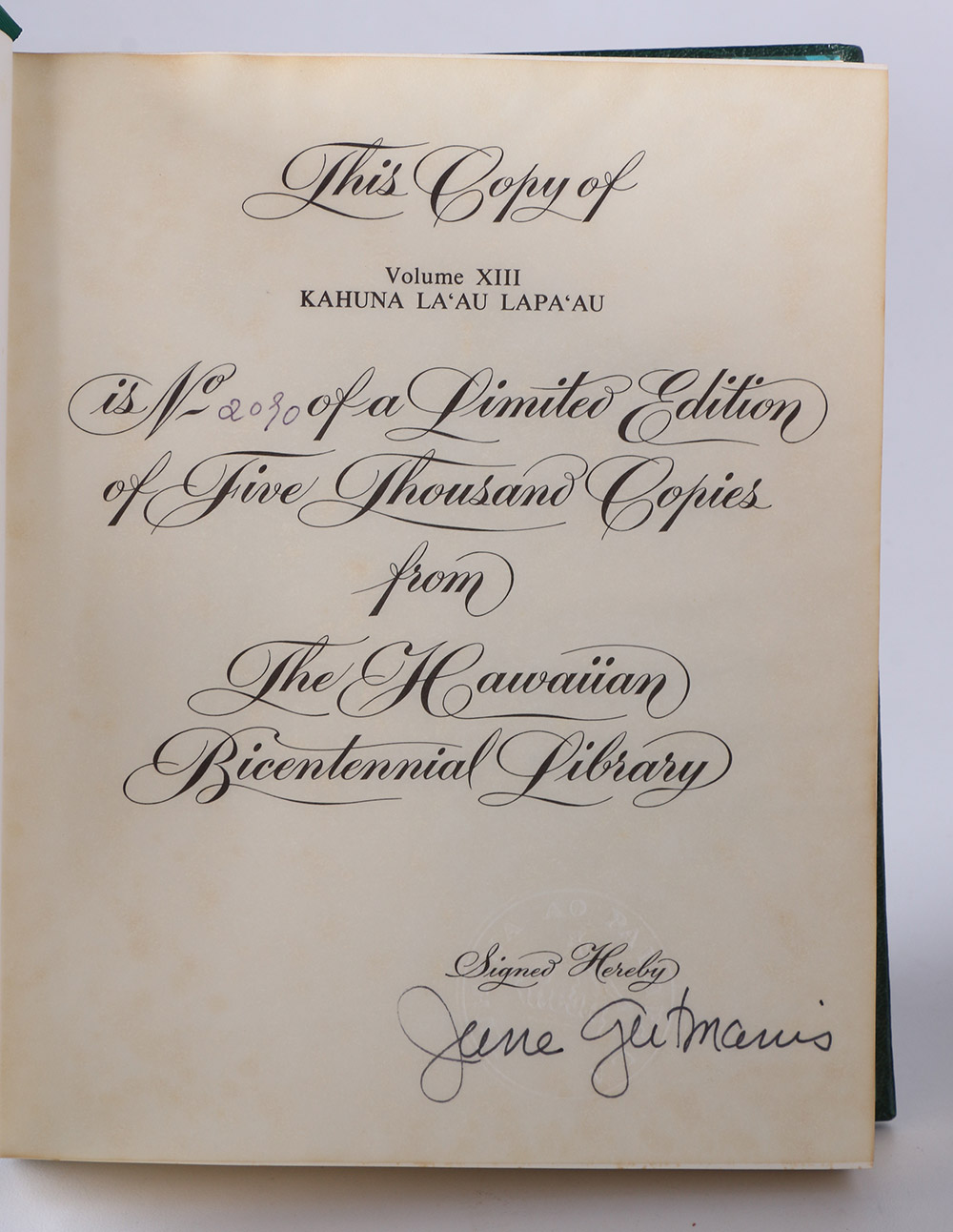 Signed and Numbered Limited Edition Books From the Hawaiian Bicentennial Library