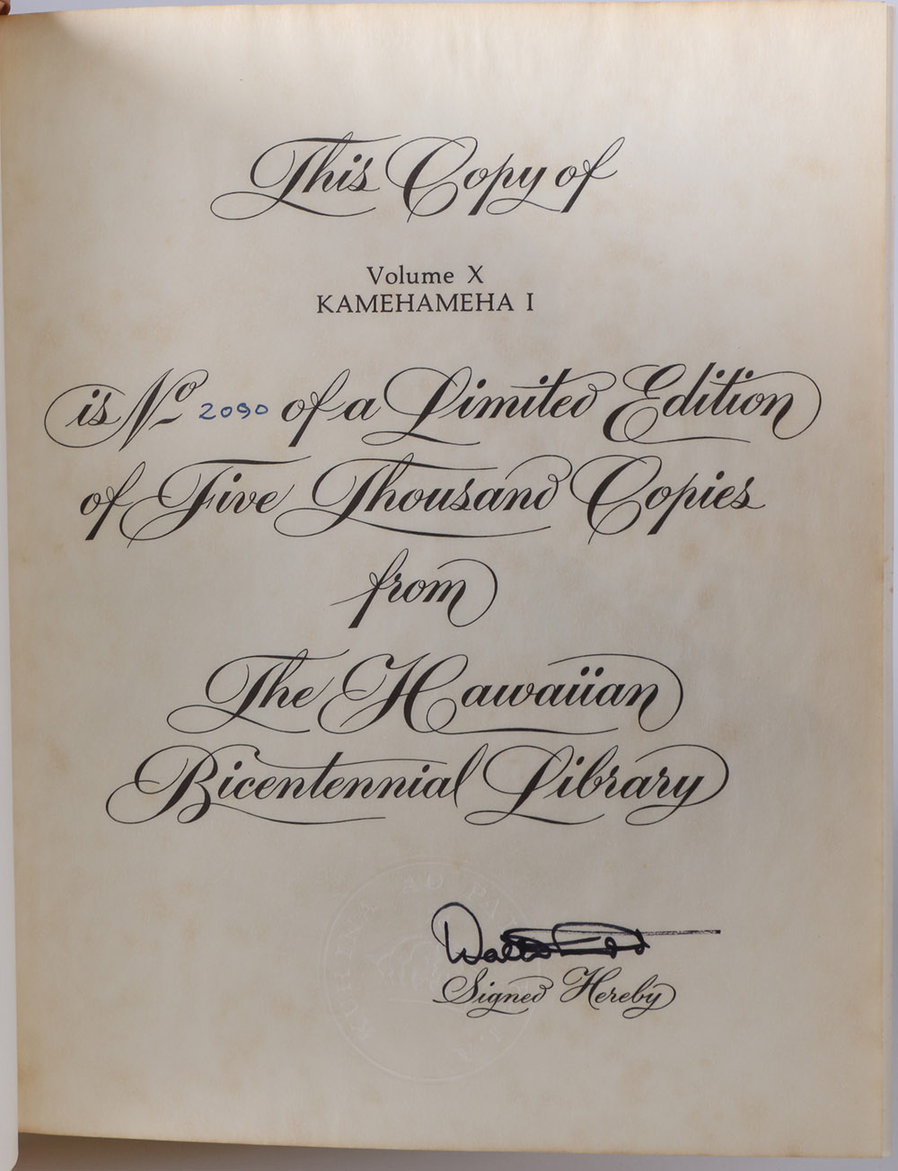 Signed and Numbered Limited Edition Books From the Hawaiian Bicentennial Library