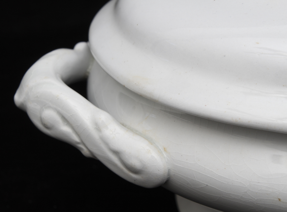 White Ceramic Serving Pieces Featuring Hall