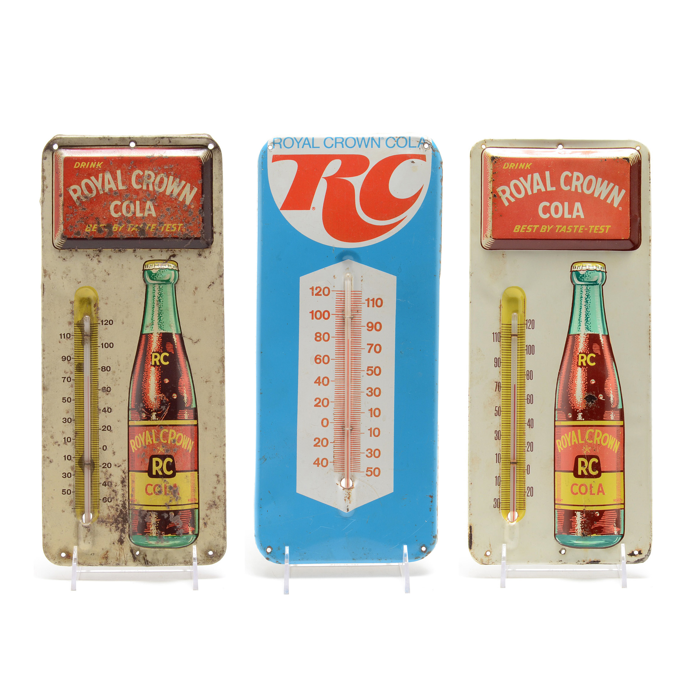 Vintage Royal Crown Cola Thermometer Signs