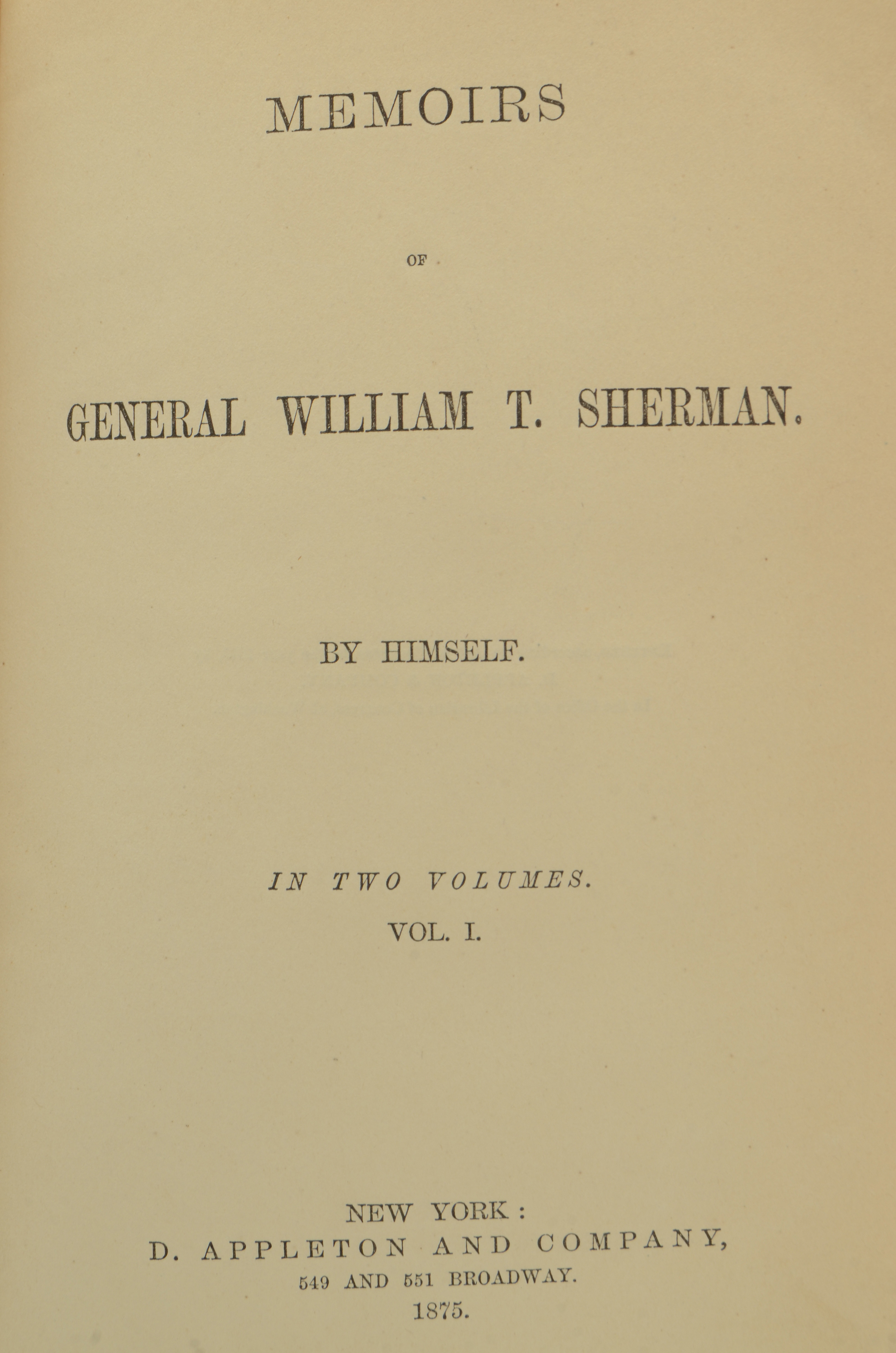 1875 "Memoirs of General Sherman" Two Volume Set