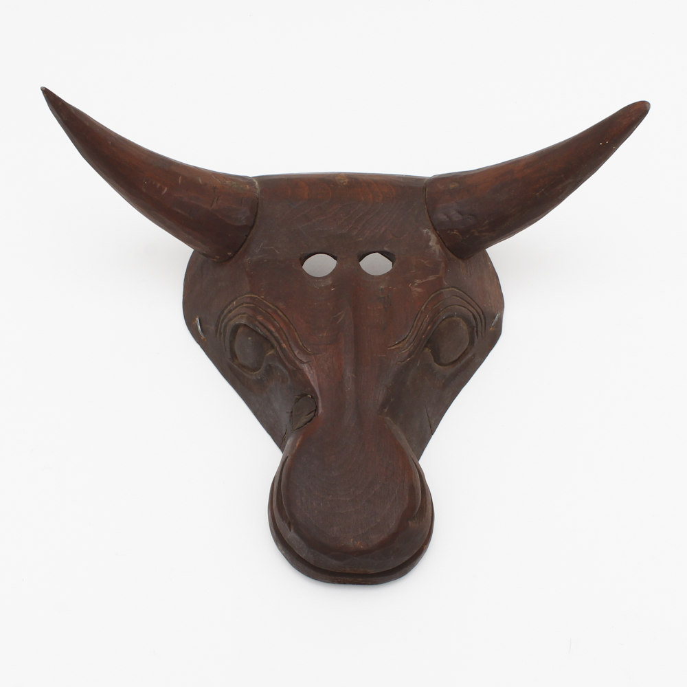 Peruvian Carved Cedar Bull Mask