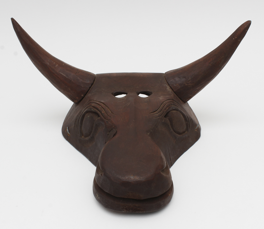 Peruvian Carved Cedar Bull Mask