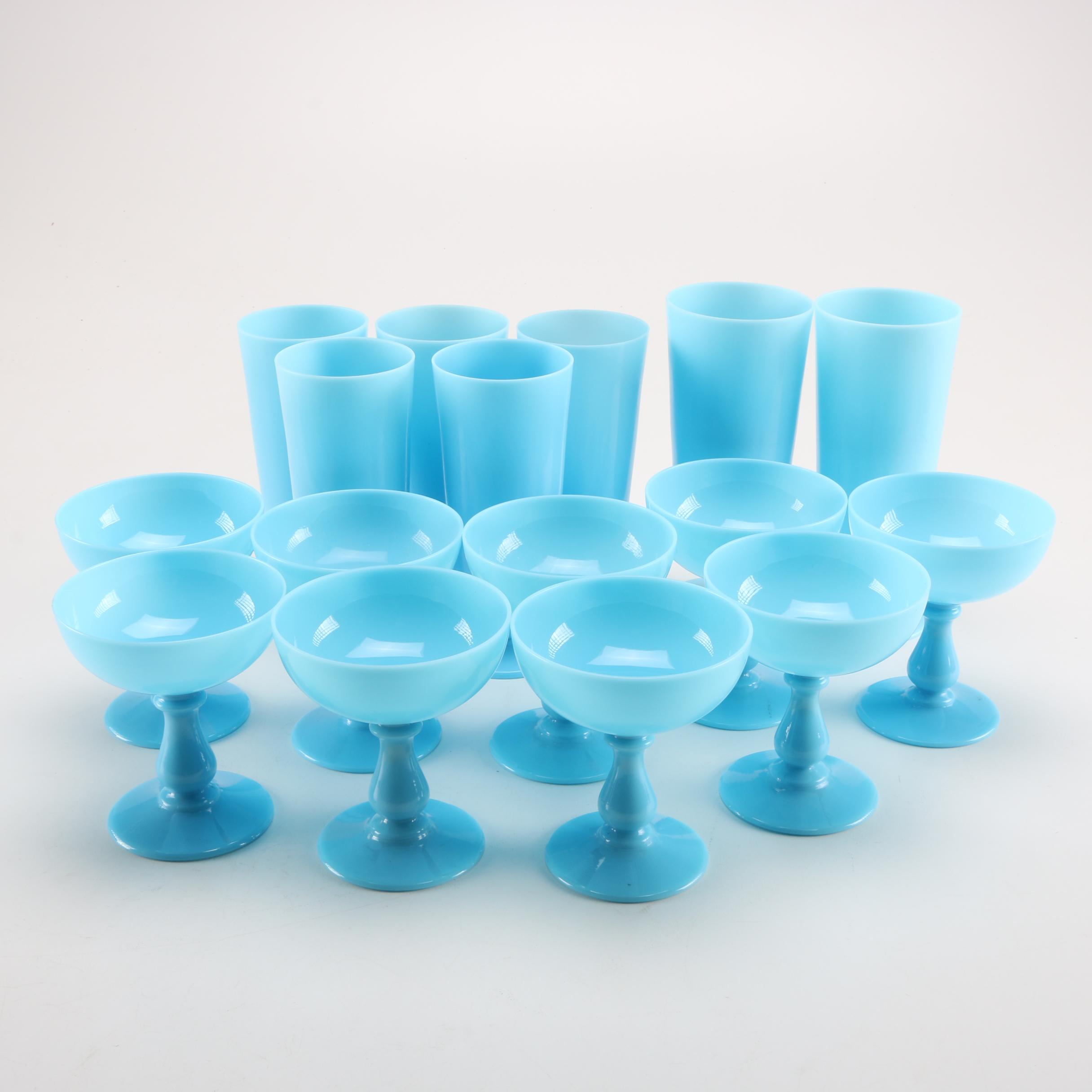 Vintage Blue Milk Glass Tableware