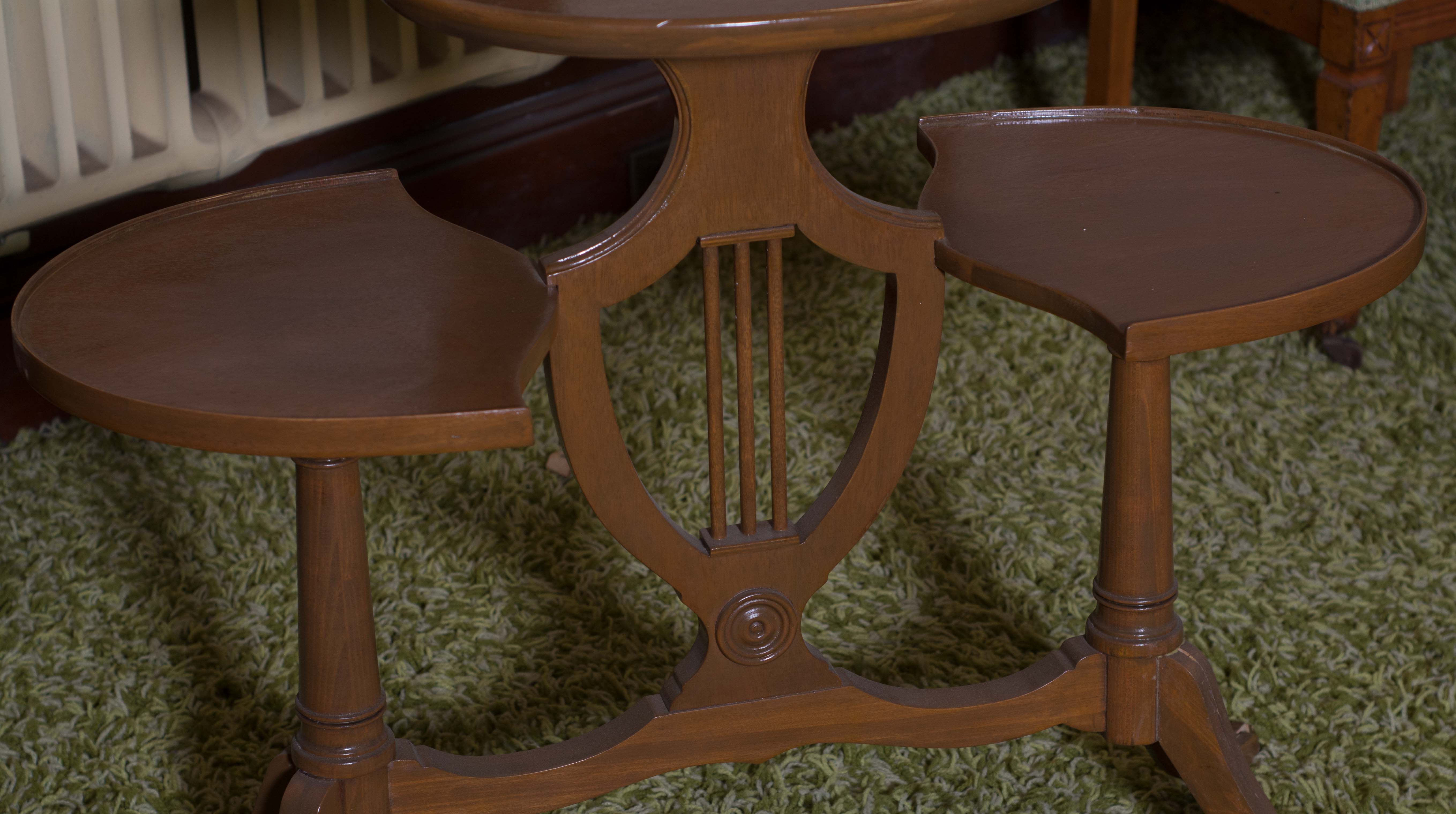 Duncan Phyfe Style Three Tier Lyre Harp Table