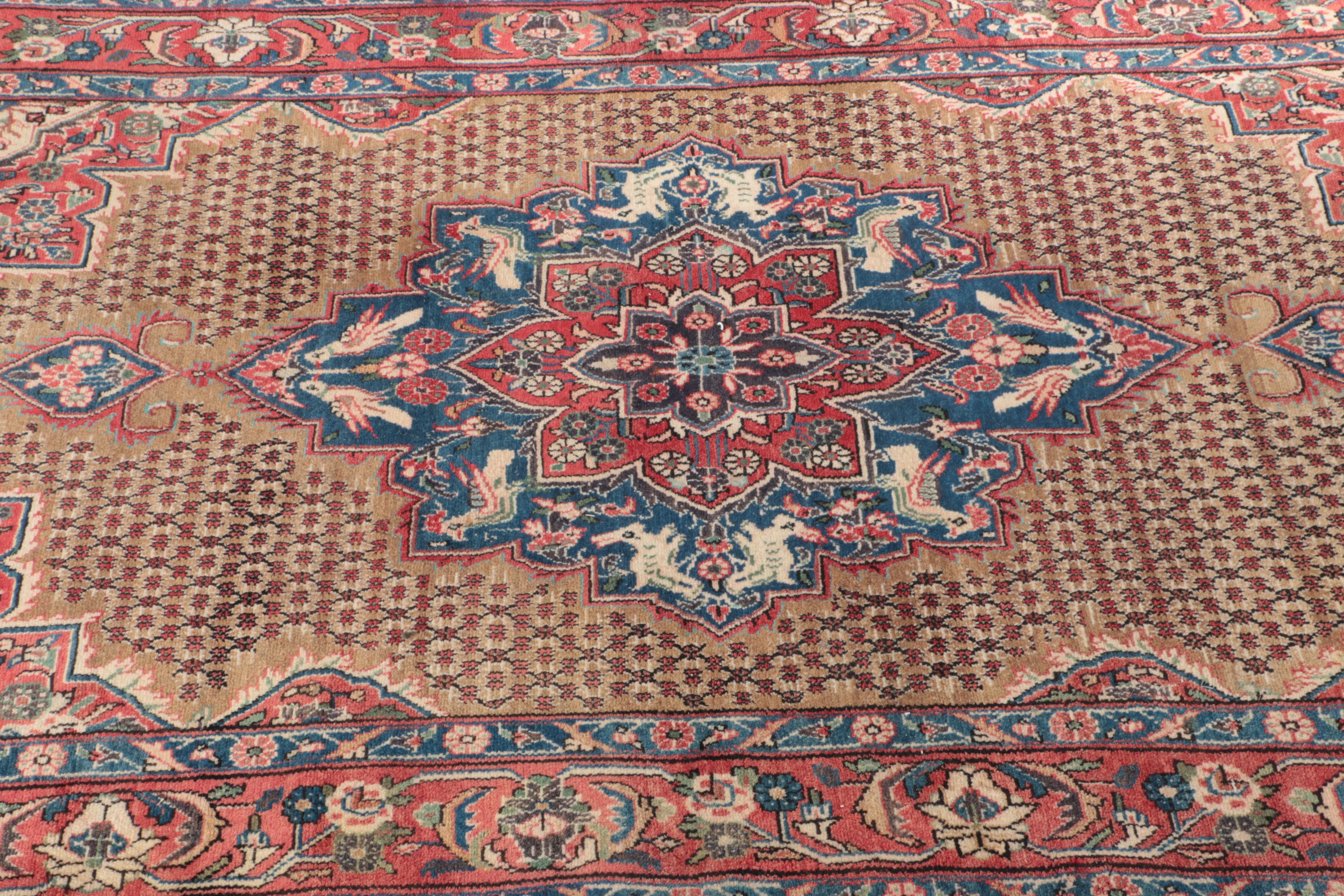 Hand-Knotted Persian Bijar Pictorial Area Rug
