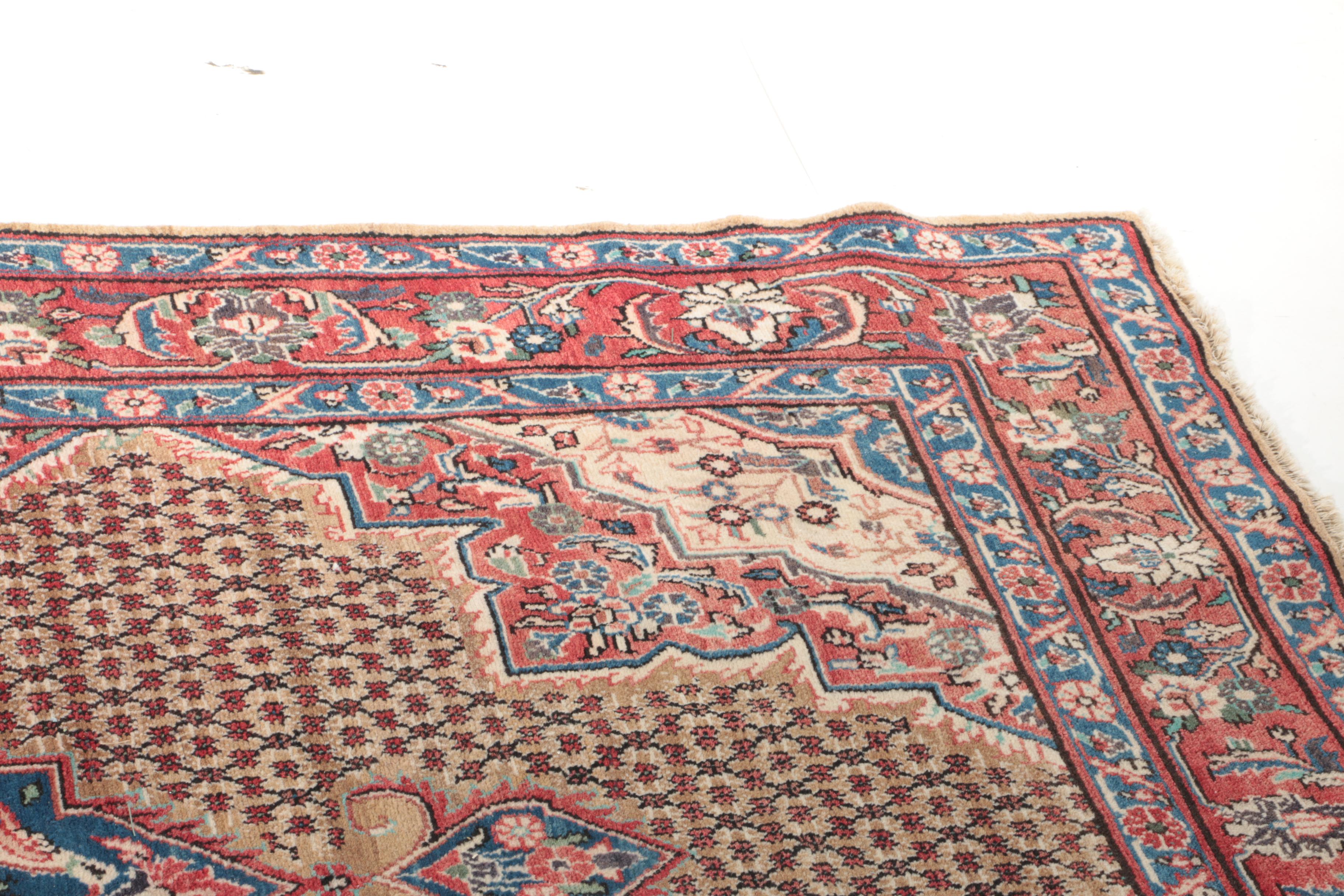 Hand-Knotted Persian Bijar Pictorial Area Rug