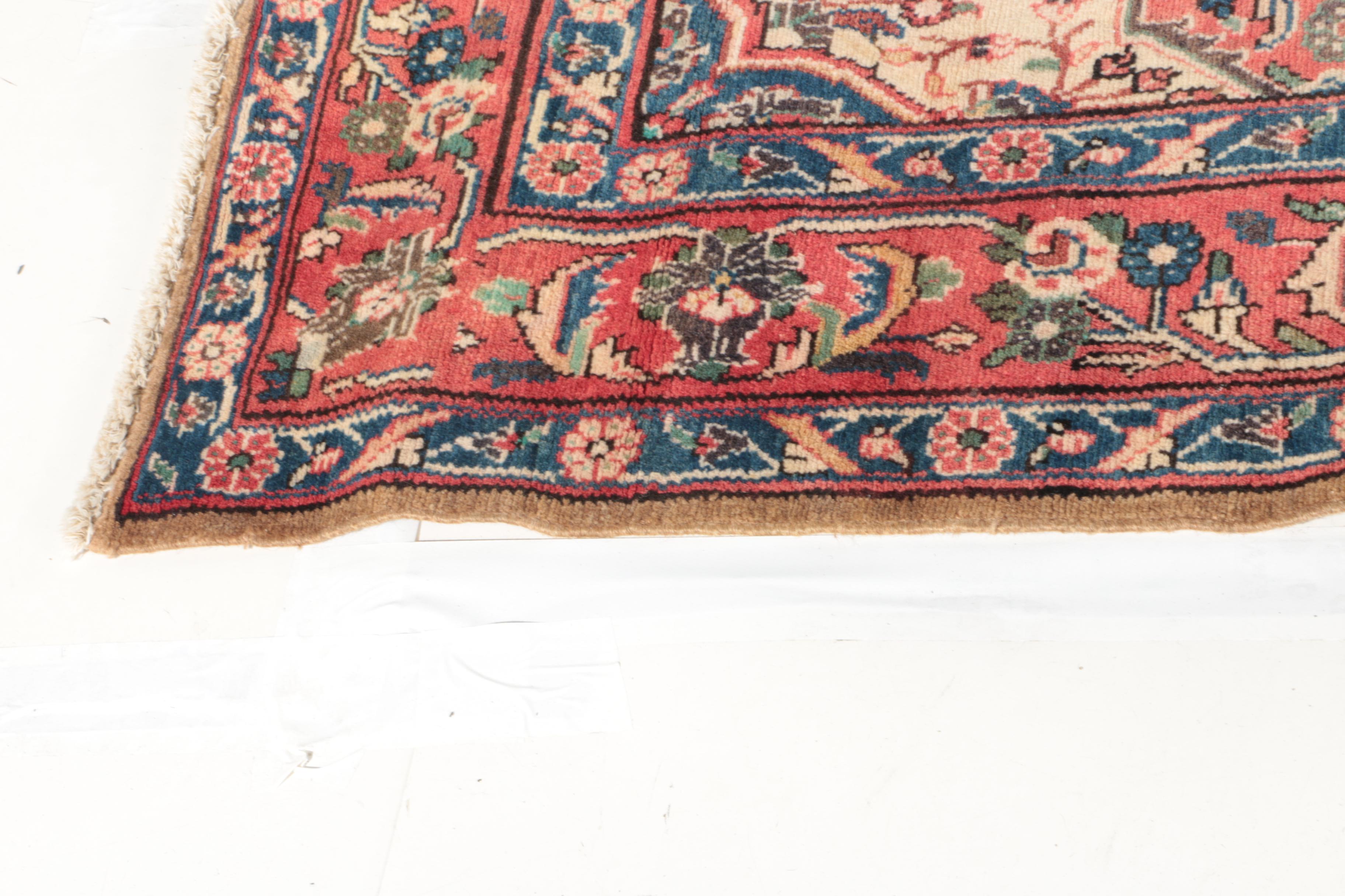 Hand-Knotted Persian Bijar Pictorial Area Rug