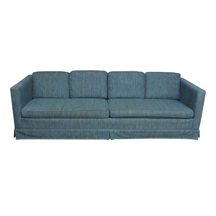 Cornflower Blue Tweed Upholstered Couch