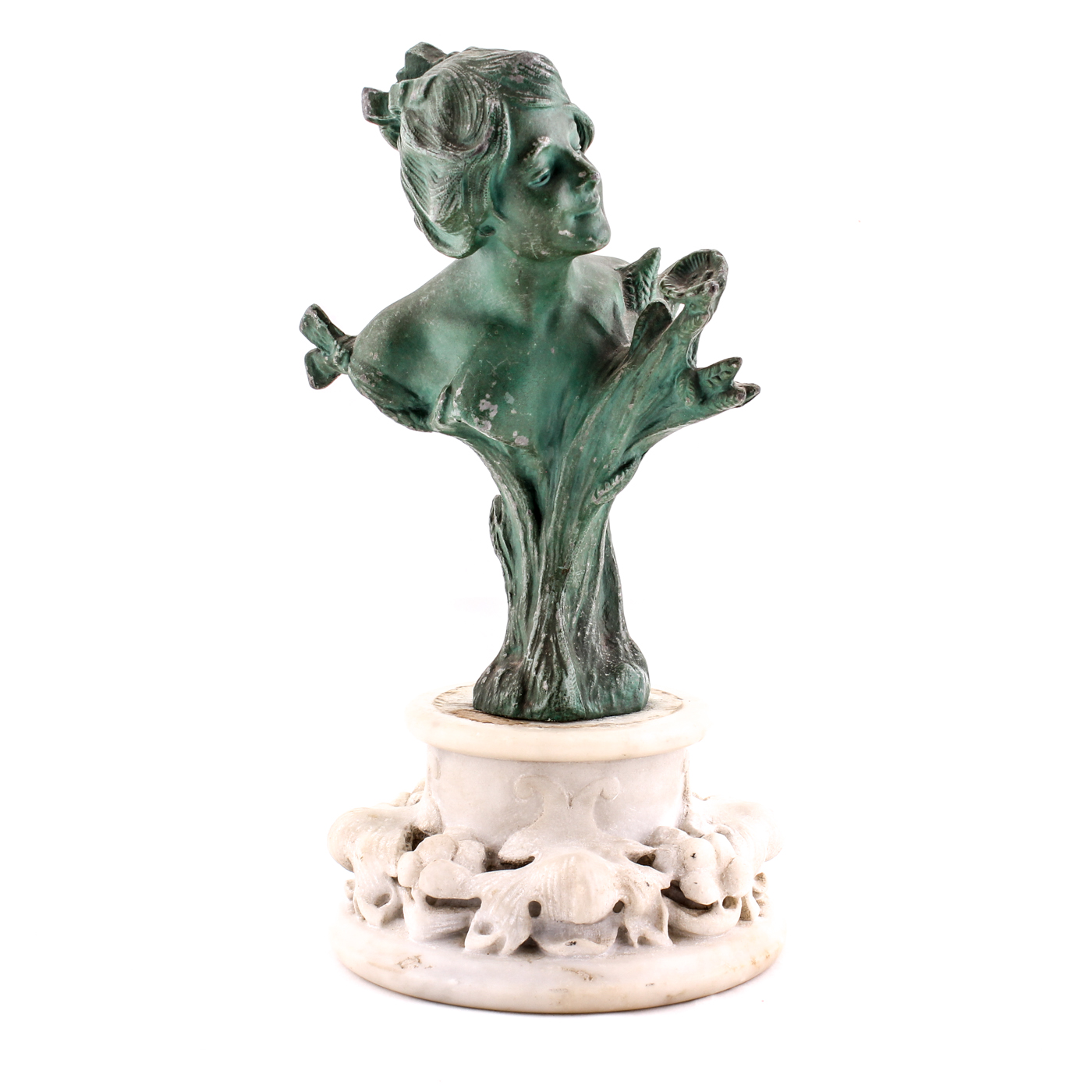 Art Nouveau Metal Bust in the Style of Villanis