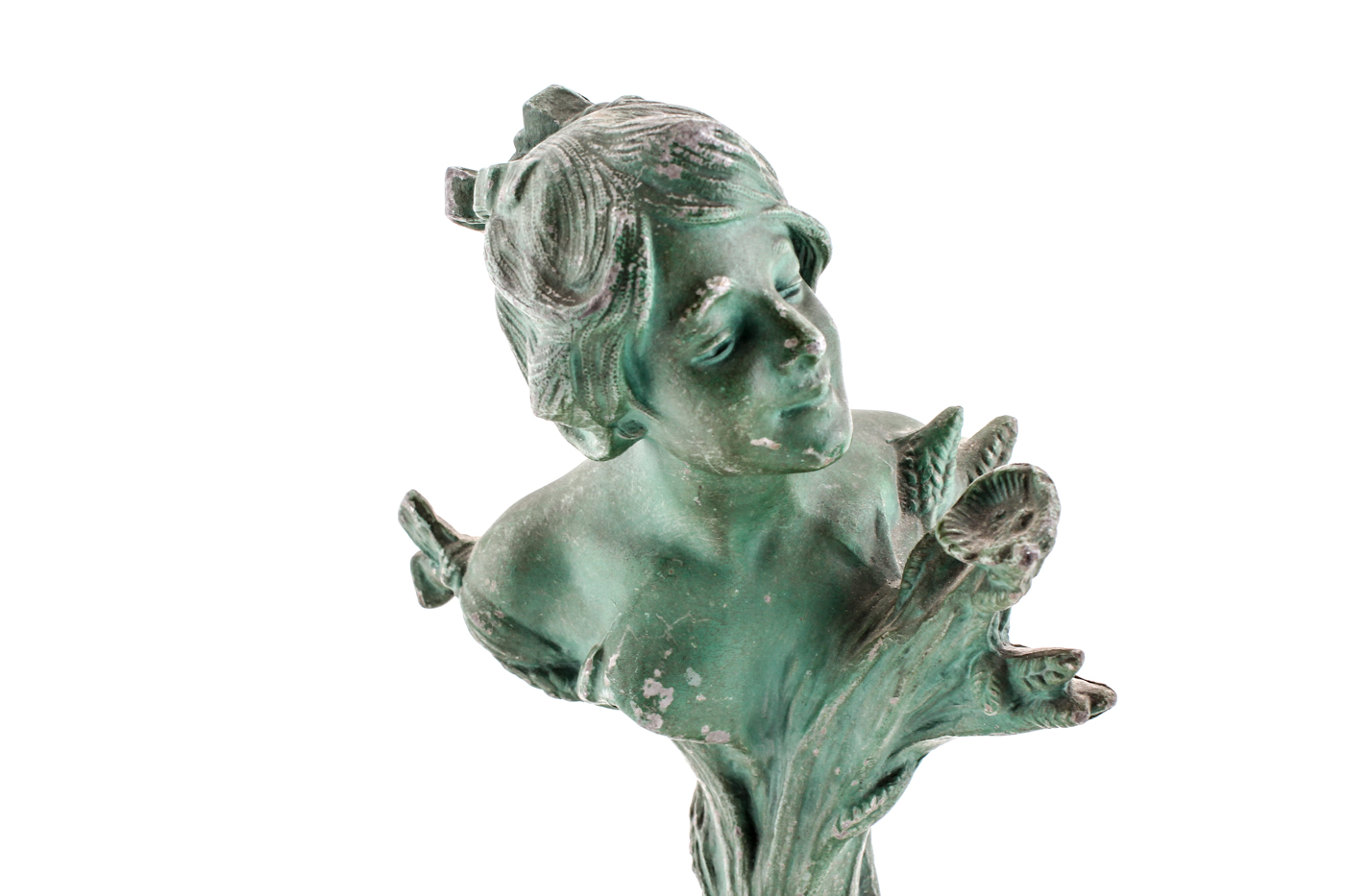 Art Nouveau Metal Bust in the Style of Villanis