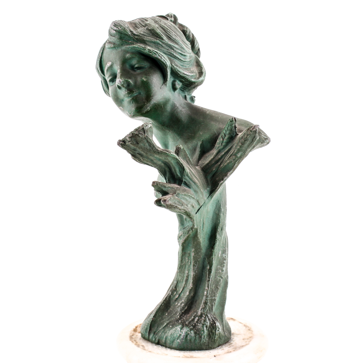 Art Nouveau Metal Bust in the Style of Villanis