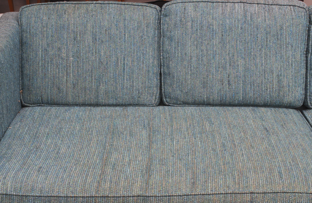 Cornflower Blue Tweed Upholstered Couch