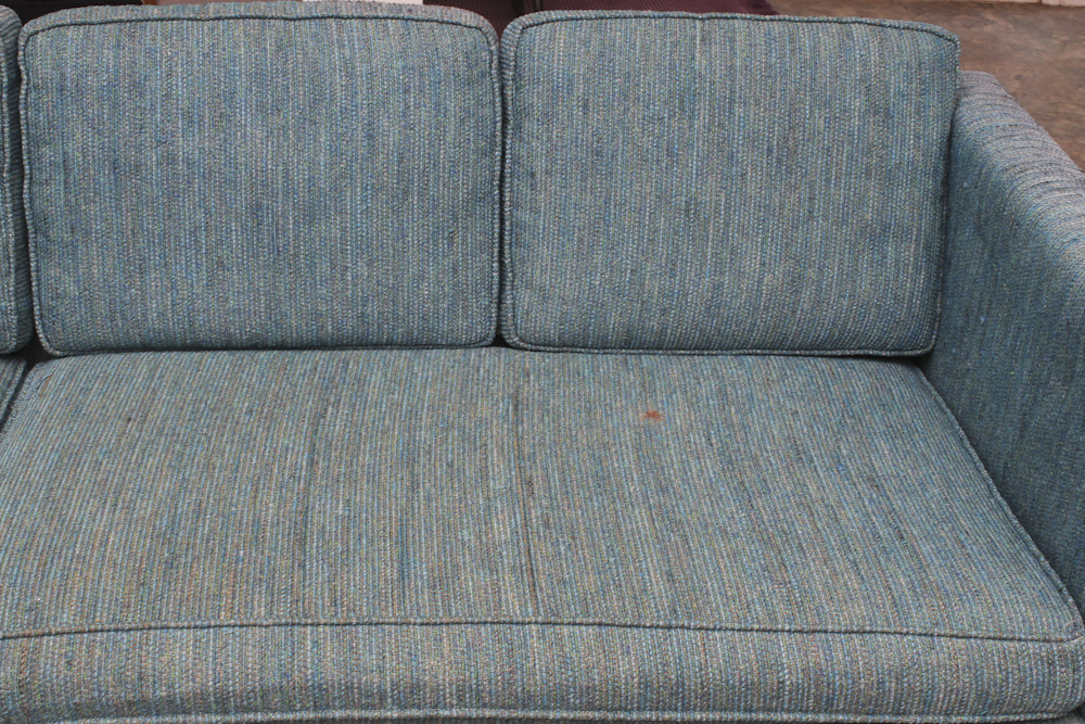 Cornflower Blue Tweed Upholstered Couch