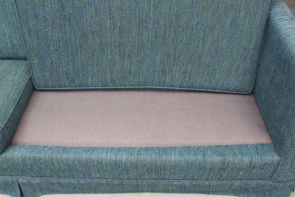 Cornflower Blue Tweed Upholstered Couch