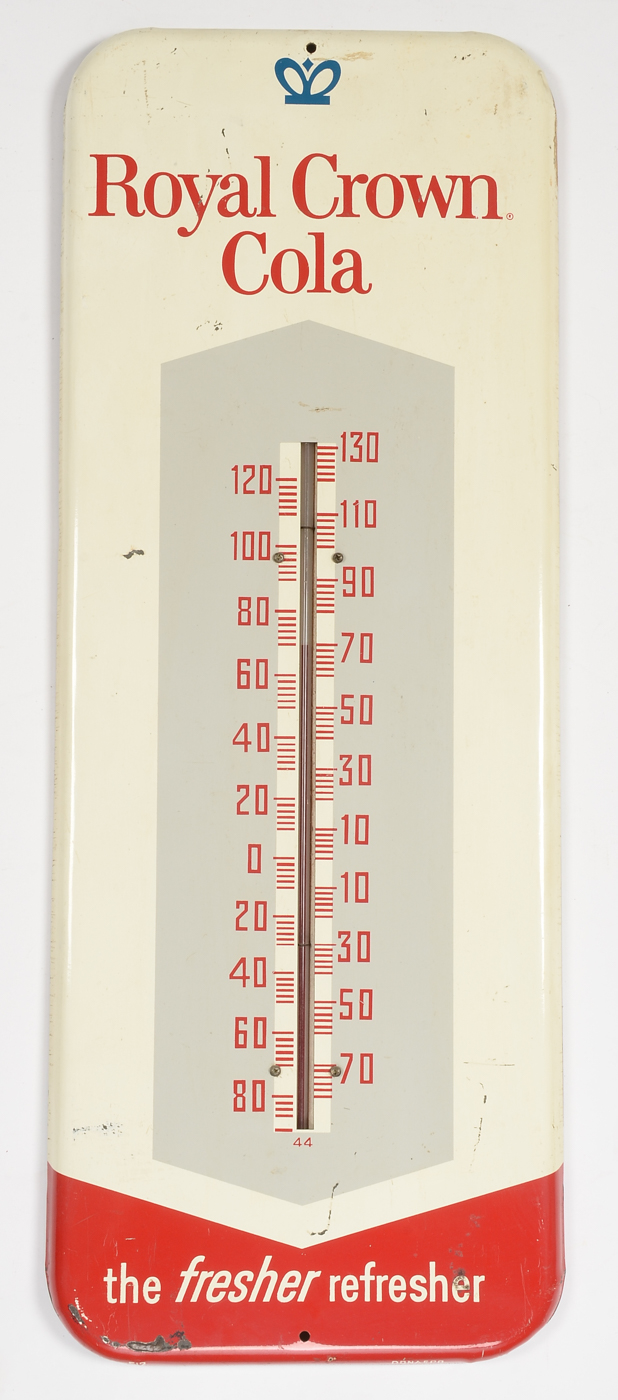 Vintage Royal Crown Metal Sign and Thermometer