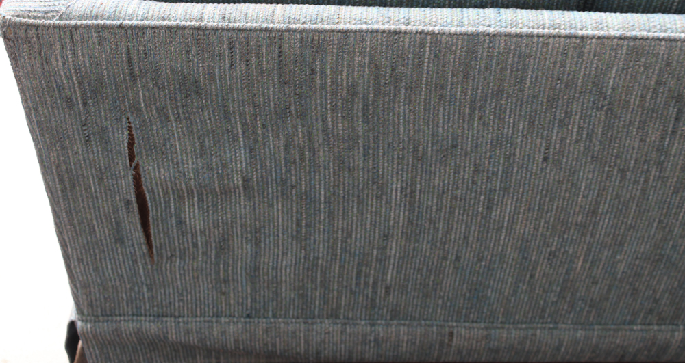 Cornflower Blue Tweed Upholstered Couch
