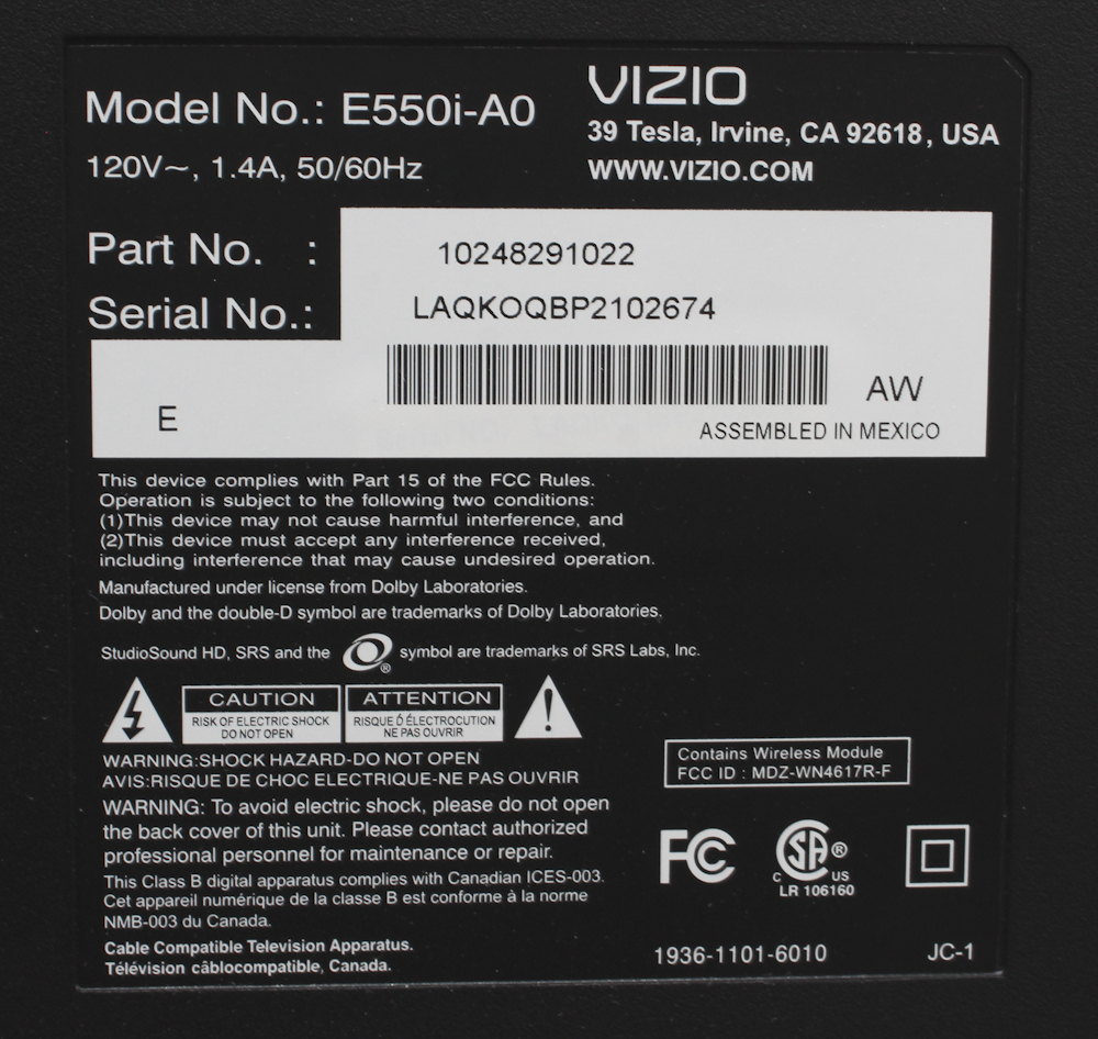 Vizio Flat Screen Television