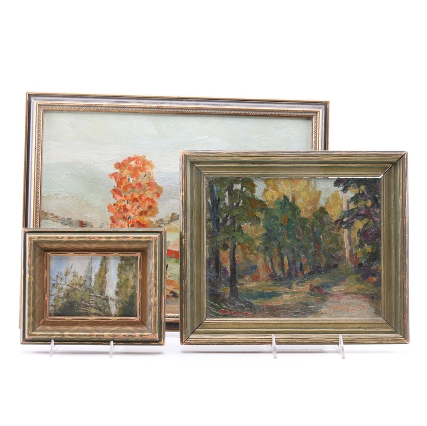 Three Vintage Landscape Oil Paintings